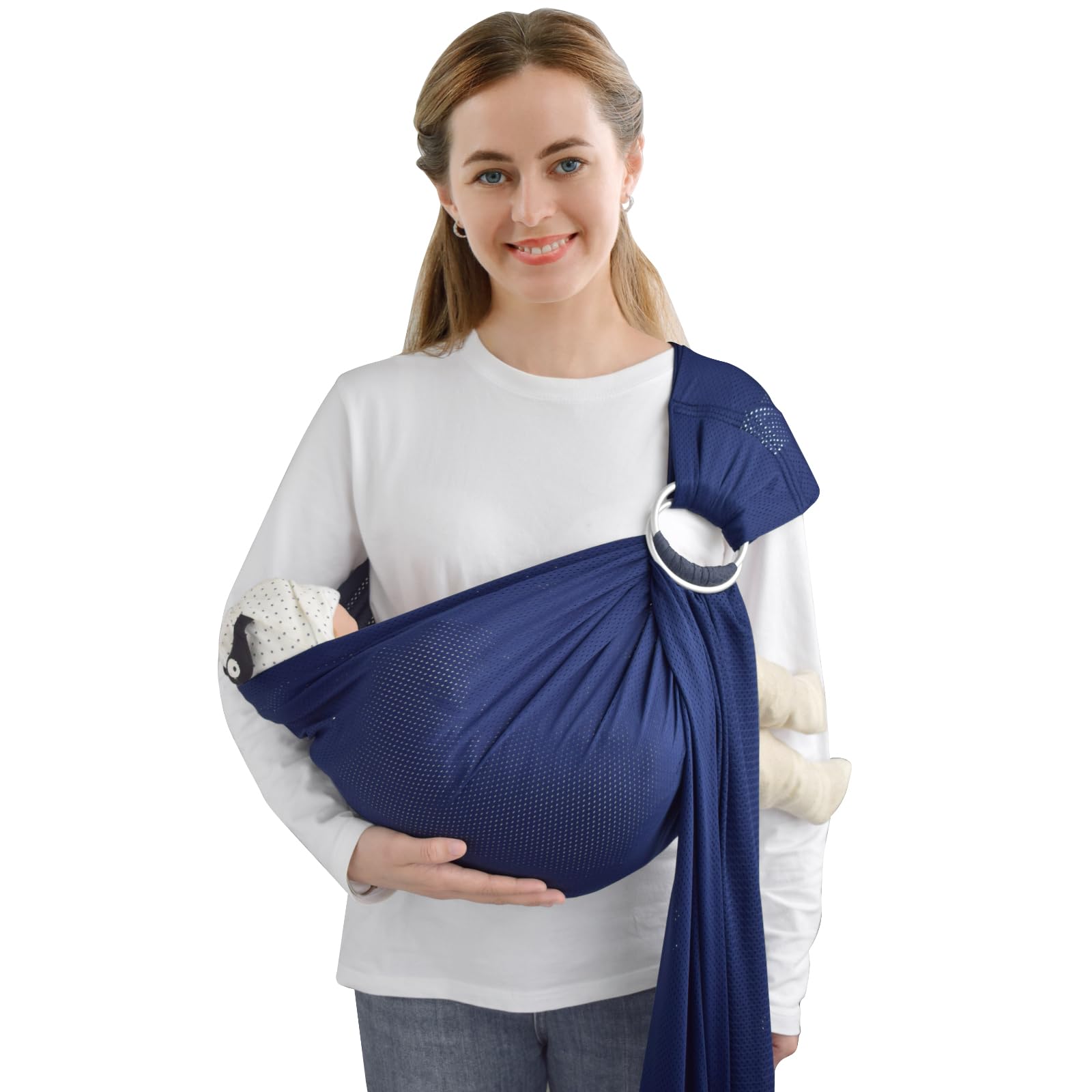 **Adjustable Lightweight Breathable Baby Sling Carrier – Waterproof Mesh for Summer, Swimming, Pool & Beach – Newborn to Toddler Front Chest Wrap – Perfect Baby Shower Gift (Dark Blue) – Ideal for Travel, Errands & Hands-Free Parenting**