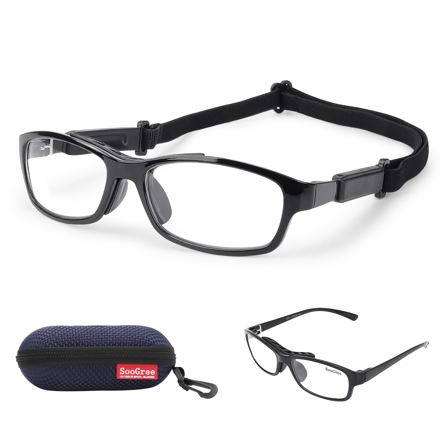 Sports Safety Goggles for Football & Soccer - Adjustable Strap & Interchangeable Temples for Men & Youth - Perfect for Training, Games & Outdoor Sports Protection