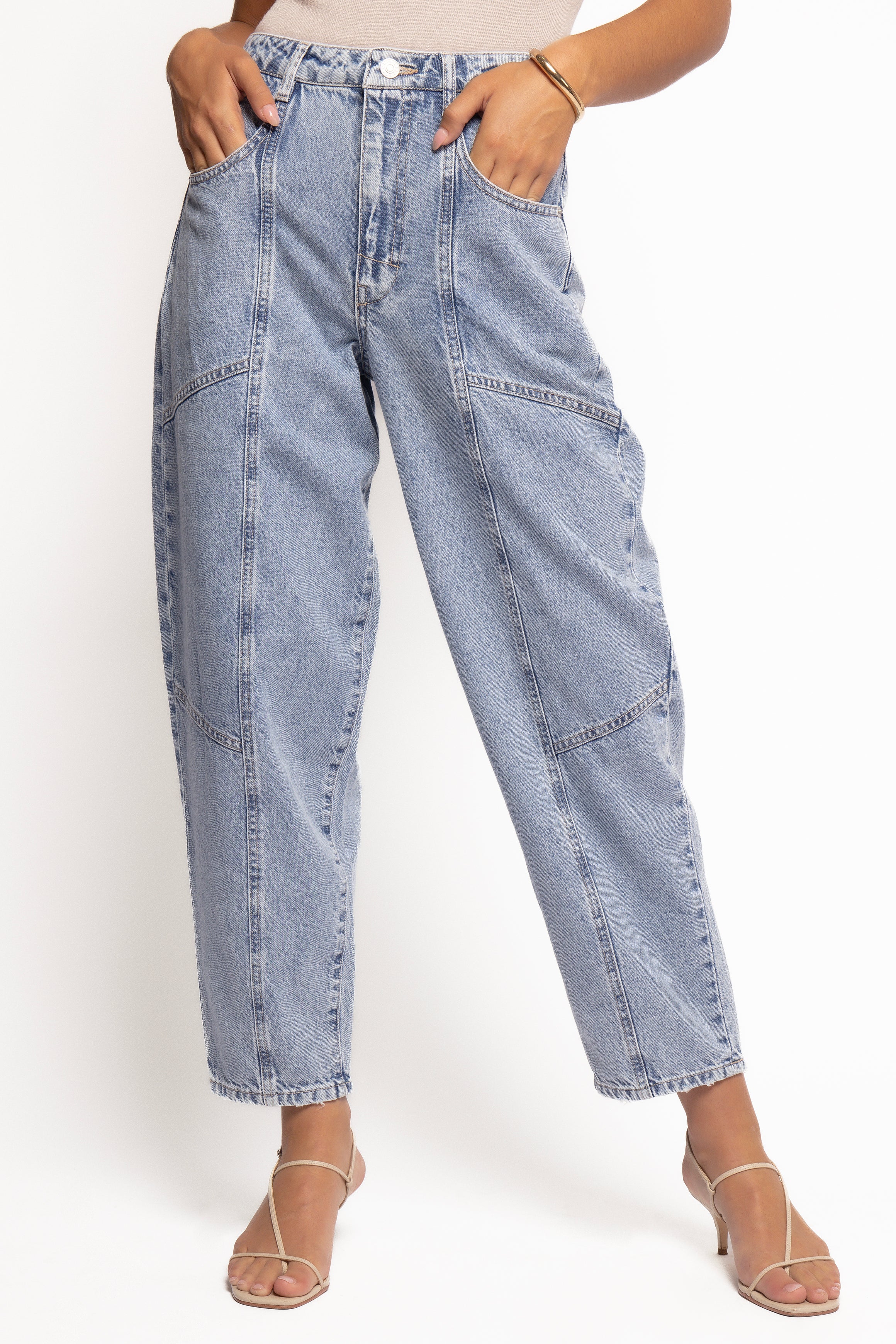 Ellis Barrel Leg Jeans for Women - High Waisted Distressed Denim Pants | Casual & Road Trip Outfit | Perfect for Travel, Streetwear, and Everyday Style