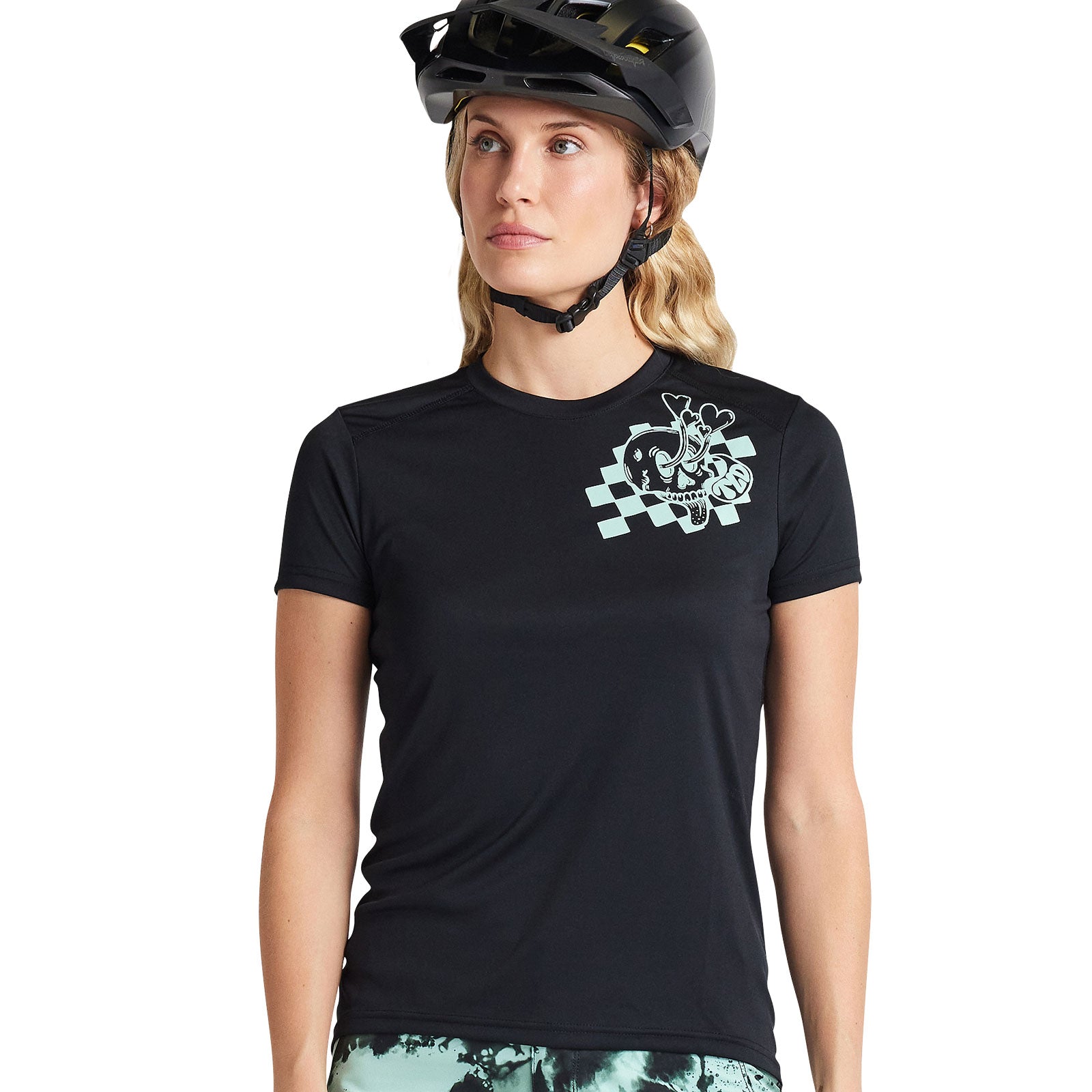 Lilium Women's Short Sleeve Jersey Top - Micayla Gatto Watercolor Black Print - Casual Wear for Summer, Beach & Everyday Outfits