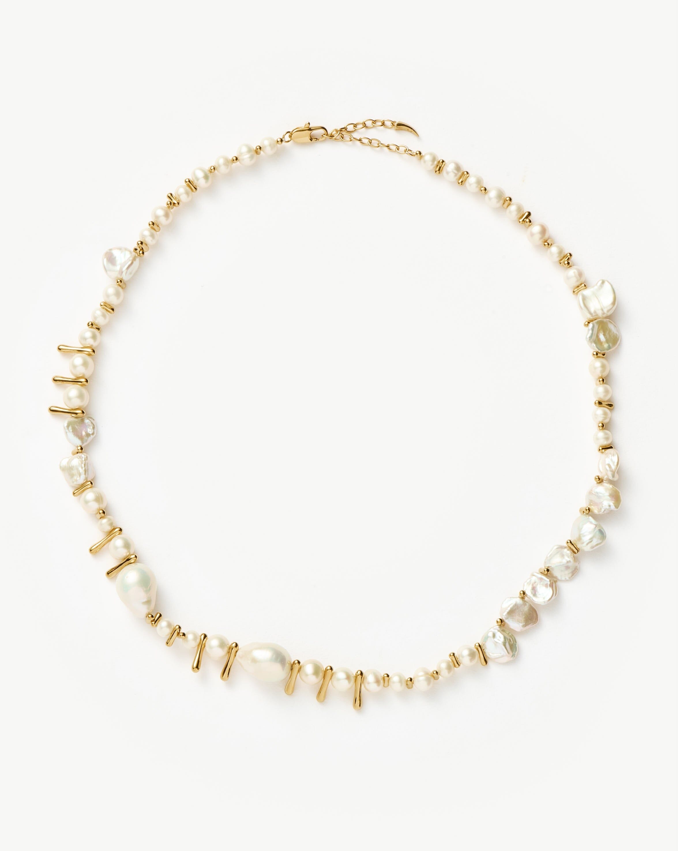 18k Gold Plated Mixed Pearl Statement Beaded Necklace - Elegant Layered Pearl Jewelry for Women, Perfect for Weddings, Parties & Special Occasions