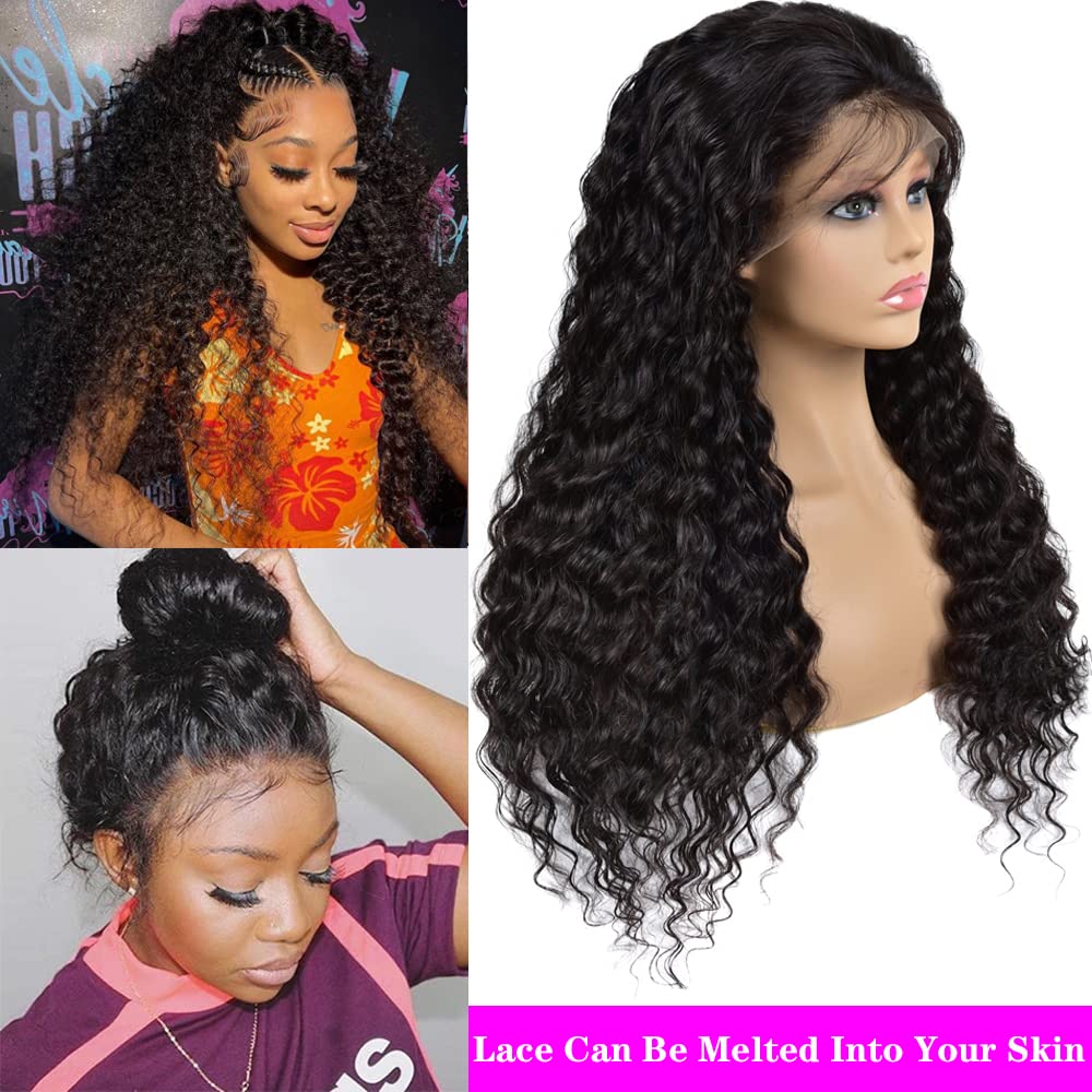 13x4 HD Lace Front Wig 18 Inch Brazilian Human Hair - Wet and Wavy Deep Wave 180% Density Pre-Plucked with Baby Hair | Natural Looking Curly Wigs for Women | Perfect for Daily Wear, Parties & Special Occasions