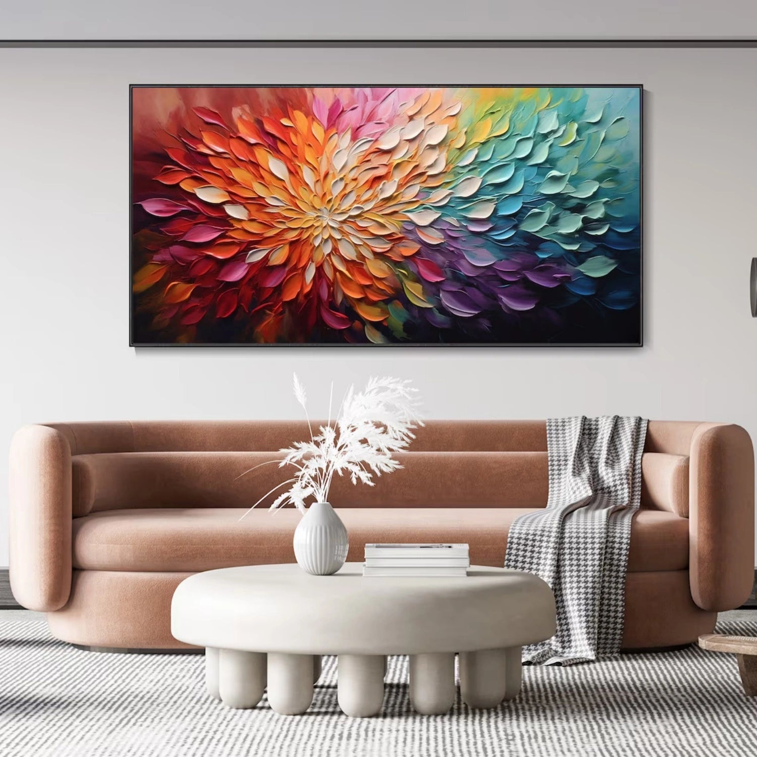 Beautiful Flower and Tree Painting #FT162 - Handmade Canvas Art for Home Decor, Living Room, Bedroom & Office Wall