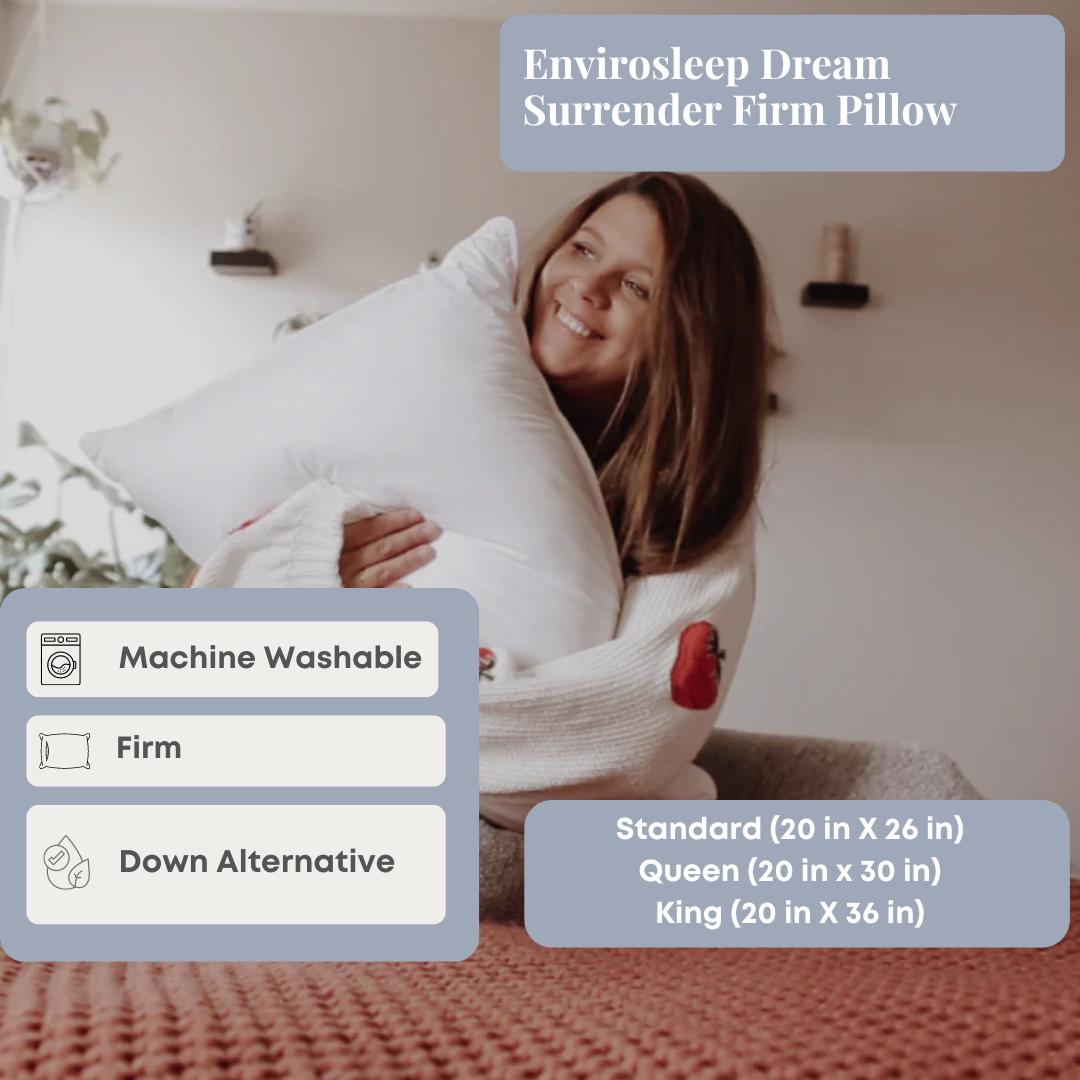 Envirosleep Dream Surrender Firm Pillow - Supportive Memory Foam Pillow for Side & Back Sleepers - Perfect for Neck Pain Relief & Better Sleep