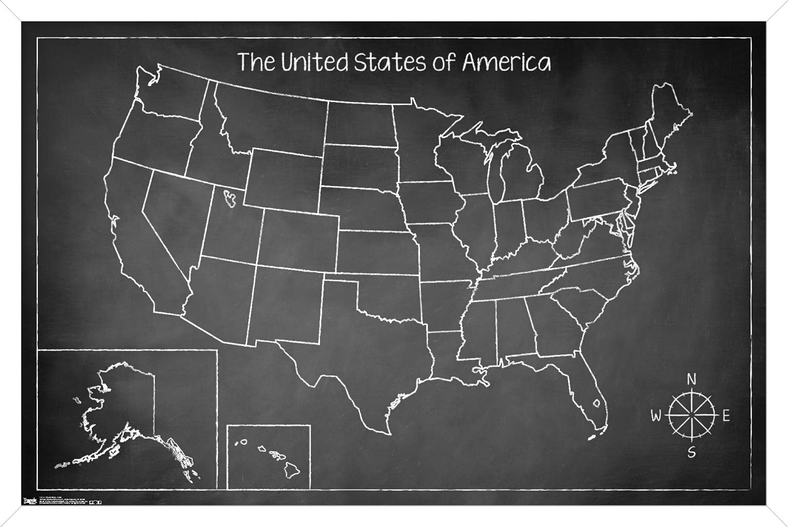 Trends International USA Chalkboard Map Wall Poster - 14.725