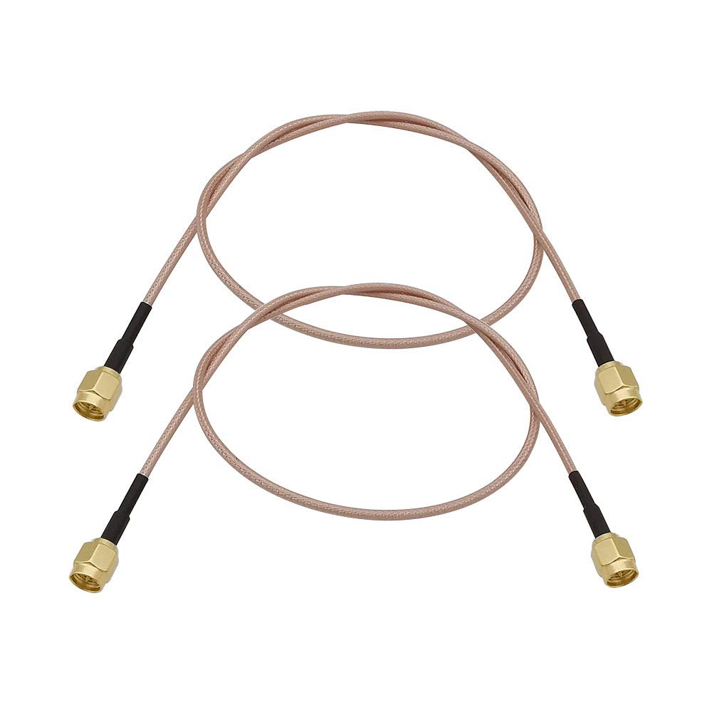 SMA Male to SMA Male RF Coaxial Jumper Cable - RG316 50cm (19.7inch) Coax Extension for CB Radio, Handheld Radios, Amateur Equipment, SDR Devices & WiFi Antennas - Perfect for Signal Boosting & Wireless Connectivity (2-Pack)