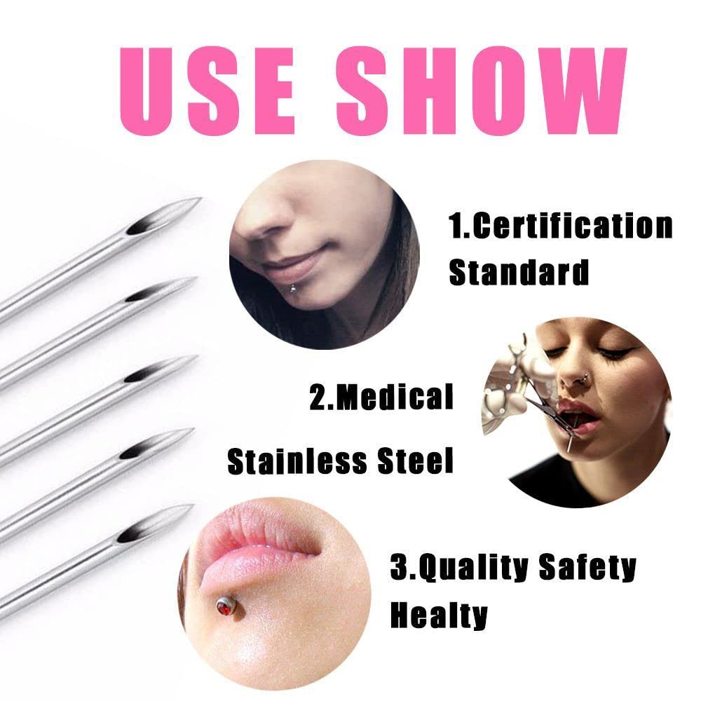 100pcs 18G Sterile Steel Body Piercing Needles - Professional Ear, Nose, Navel & Nipple Piercing Kit for Tattoo & Makeup Artists | Safe for Salon, Studio & Home Use