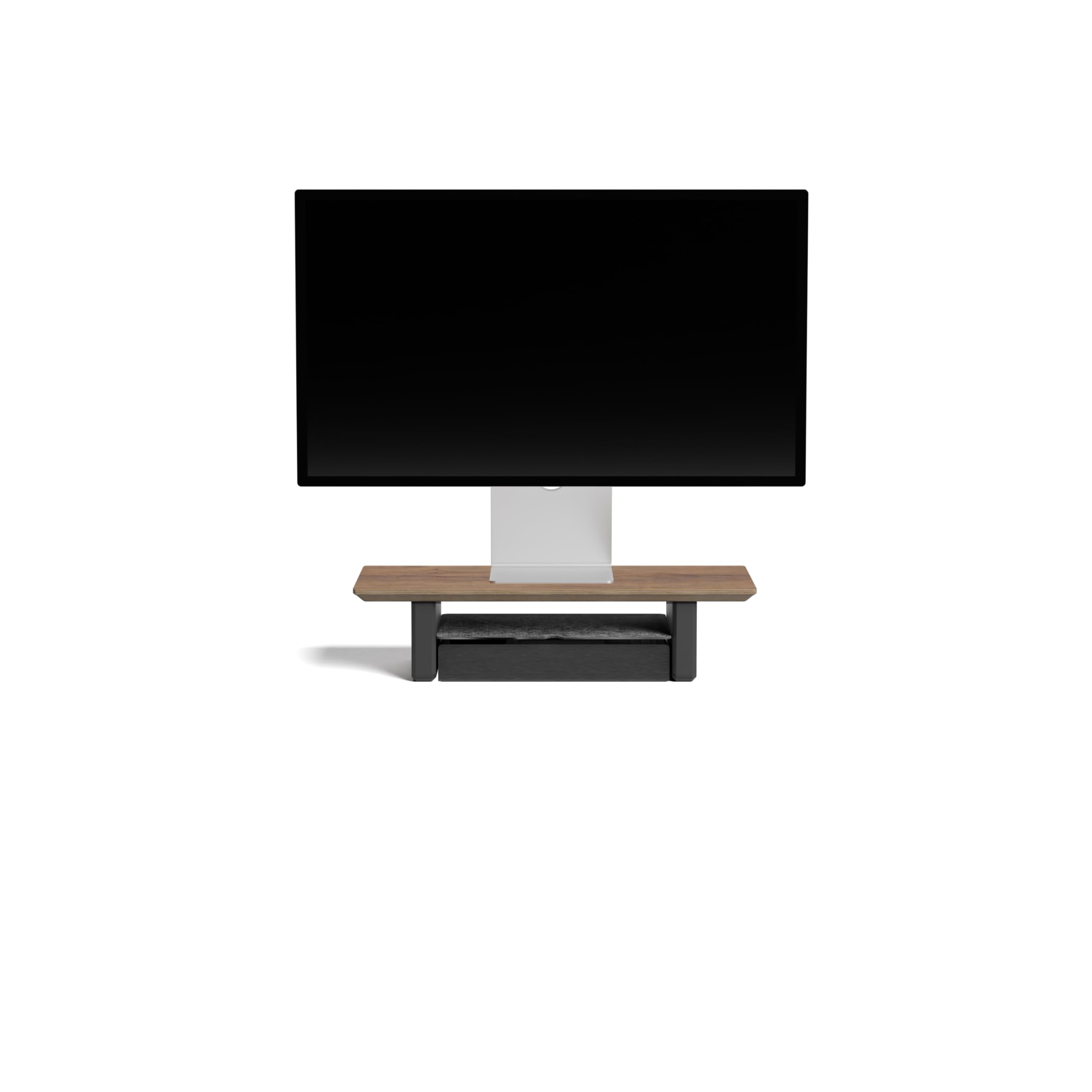 Dual Monitor Stand for Desk - 18 Inch Walnut Wooden Riser, Minimalist Desk Shelf Organizer | Perfect for Home Office Setup, Gaming Station & Workspace Organization (Grovemade Alternative)