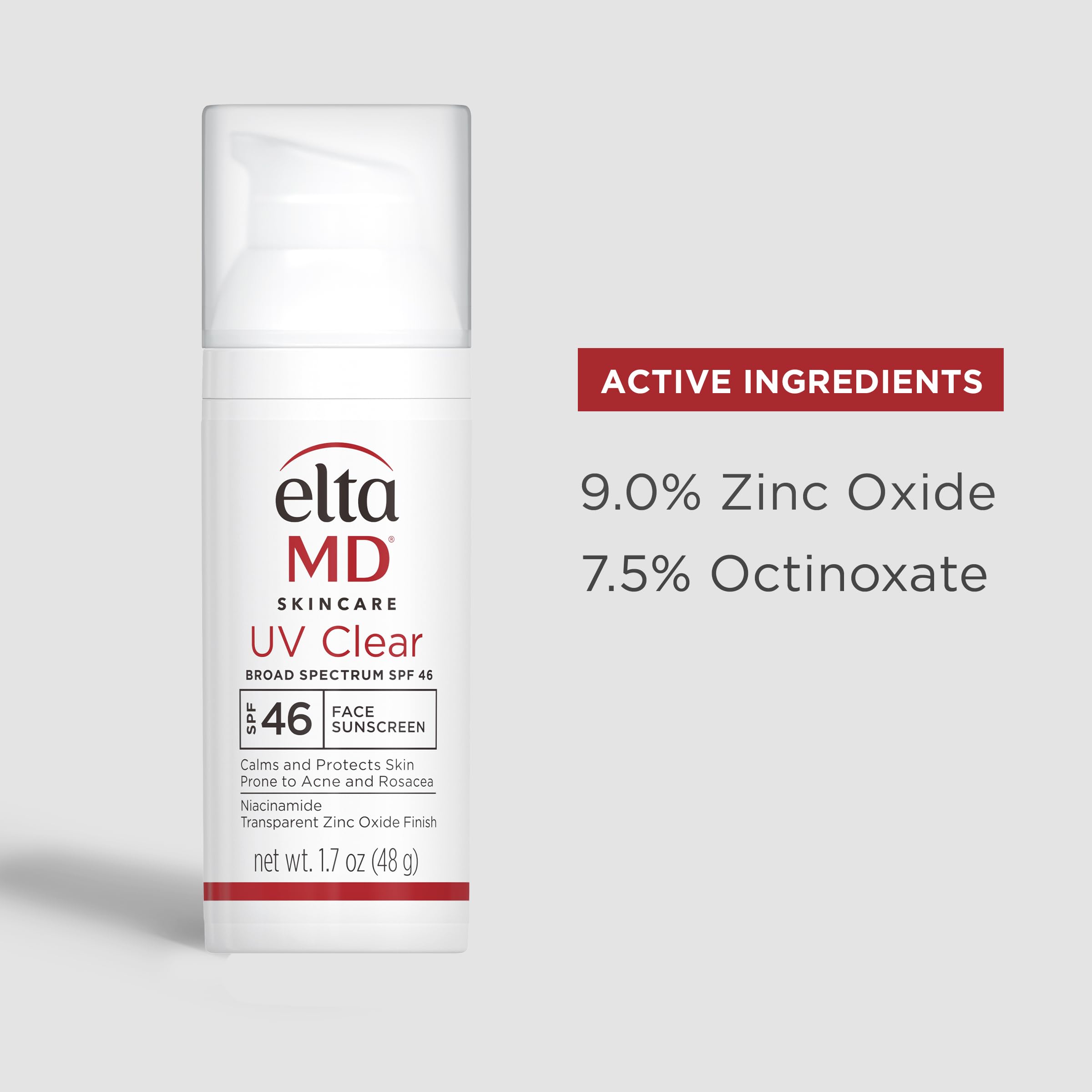 EltaMD UV Clear Face Sunscreen SPF 46 - Oil Free, Zinc Oxide, Dermatologist Recommended for Acne-Prone & Sensitive Skin | Daily Protection for Face, Outdoor Activities & Sun Exposure