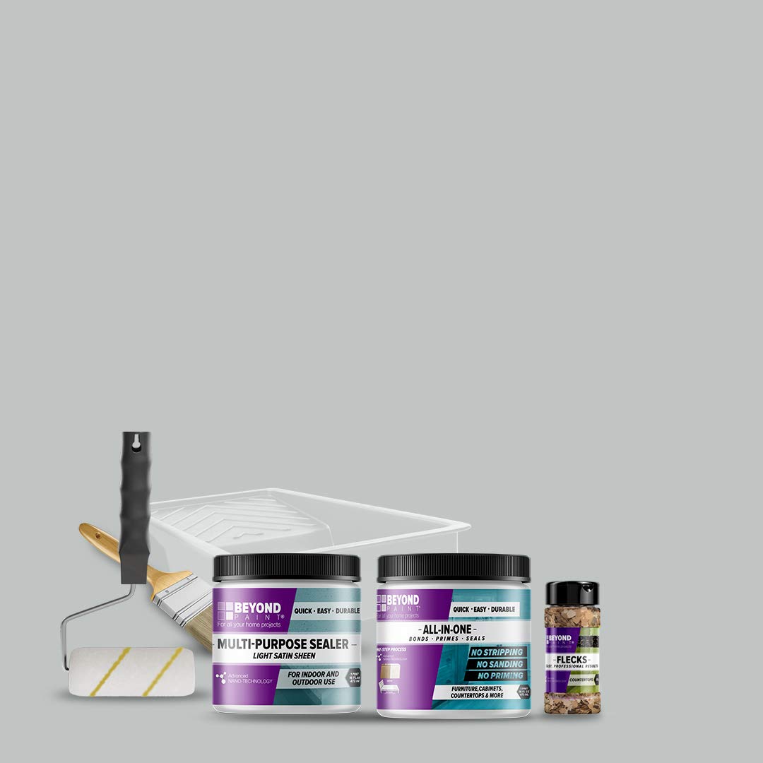 Beyond Paint Countertop Makeover Refinishing Kit - Ash Gray | DIY Laminate & Tile Countertop Paint Kit for Kitchen & Bathroom Remodeling | Easy to Apply, Durable Finish for Countertops, Tables & Vanities