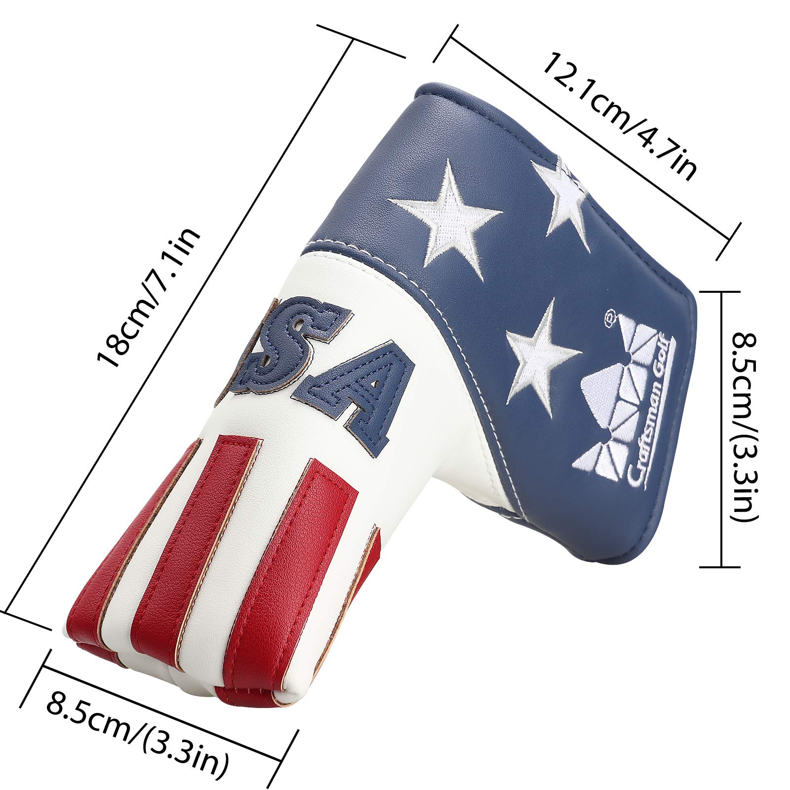 Premium CRAFTSMAN GOLF USA Mallet Putter Headcover - Compatible with Scotty Cameron & Odyssey Putters - Durable Golf Club Protection for Practice & Tournament Play