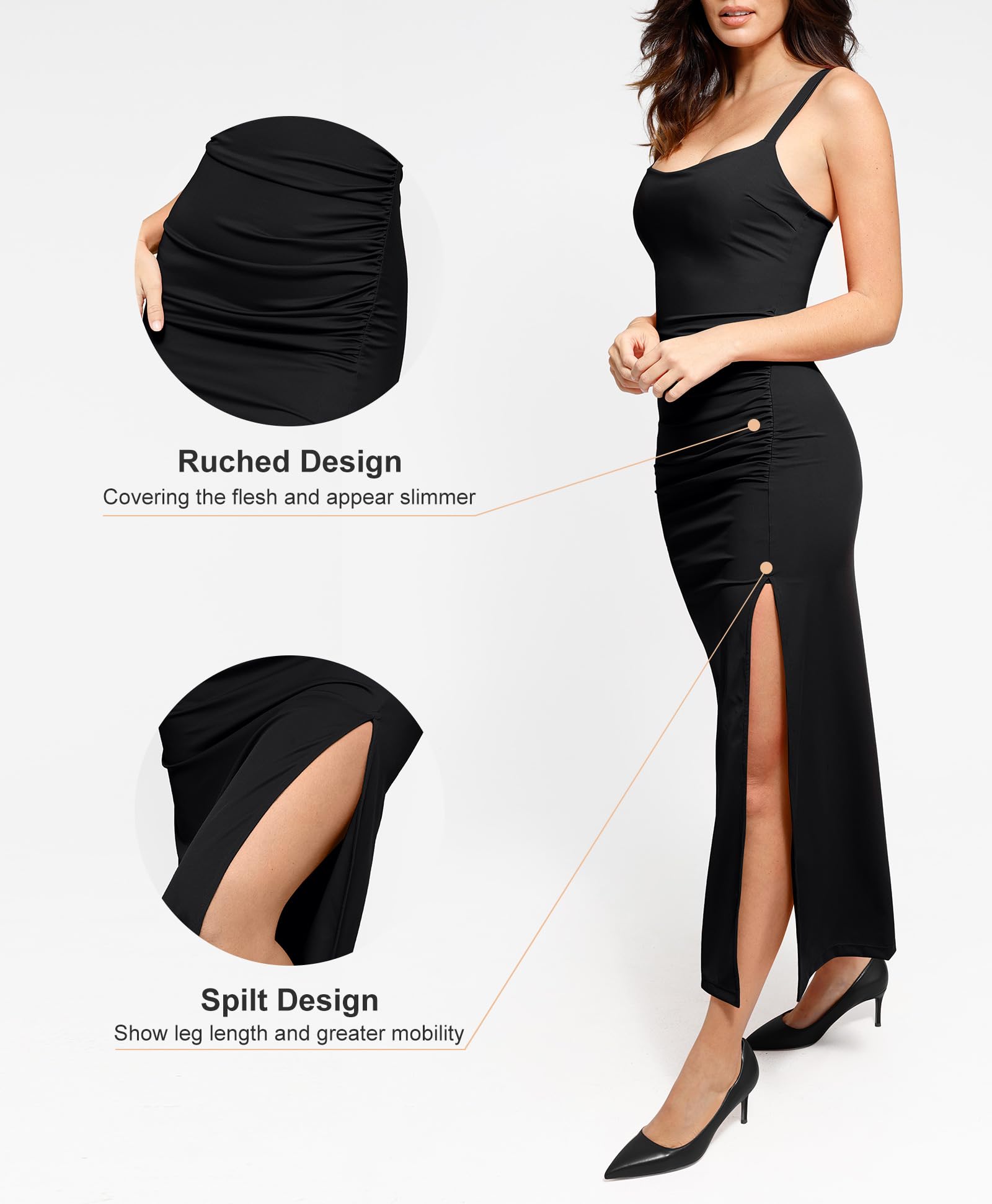 Popilush Shapewear Dress - Slimming Bodycon Maxi Dress with Built-in Shapewear | 2025 Trending Women's Dresses for Weddings, Parties & Special Occasions