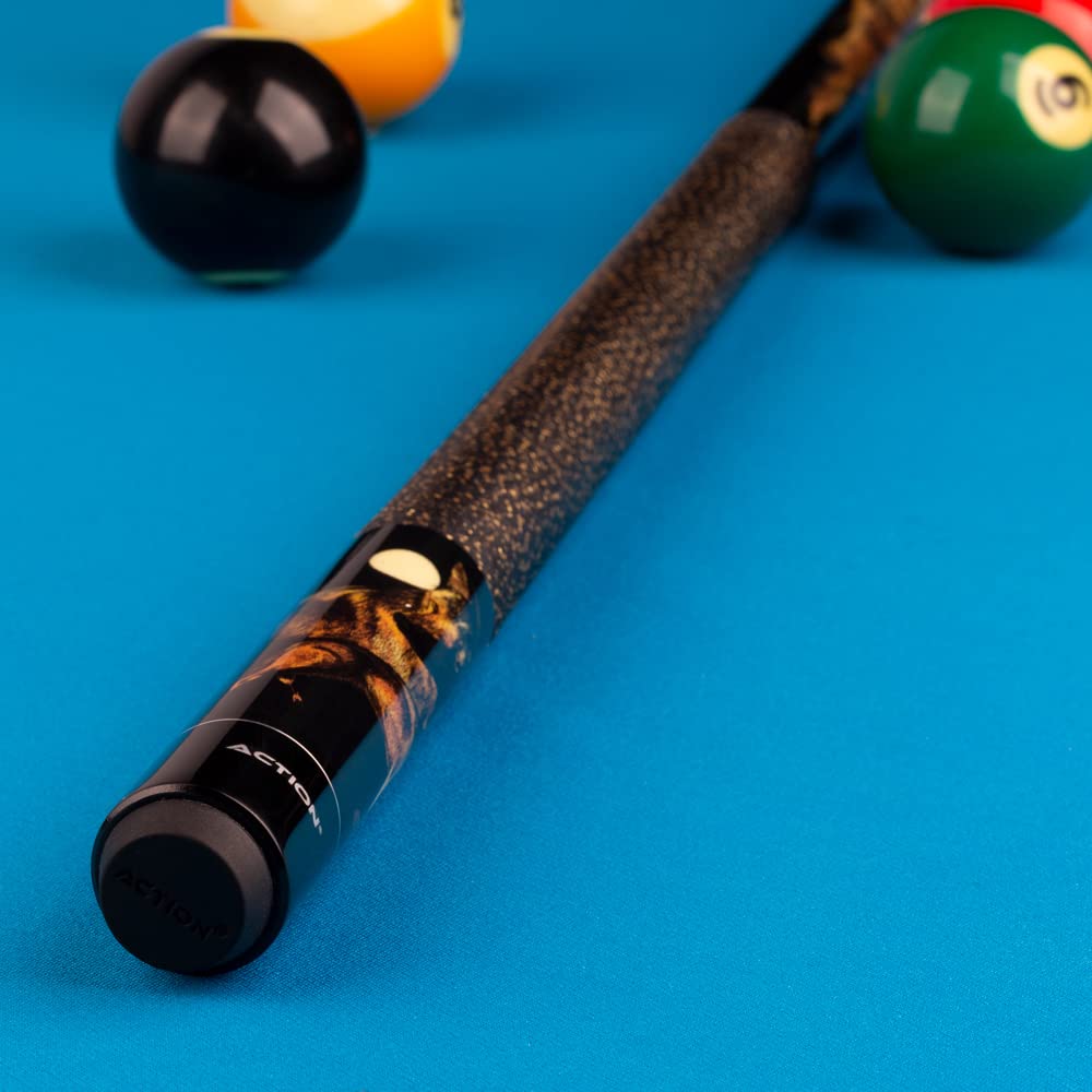 Wolf 19oz Action Adventure Billiards Pool Cue Stick - Professional Carbon Fiber Shaft for Precision Shots - Perfect for Home Game Rooms, Bars & Competitive Tournaments