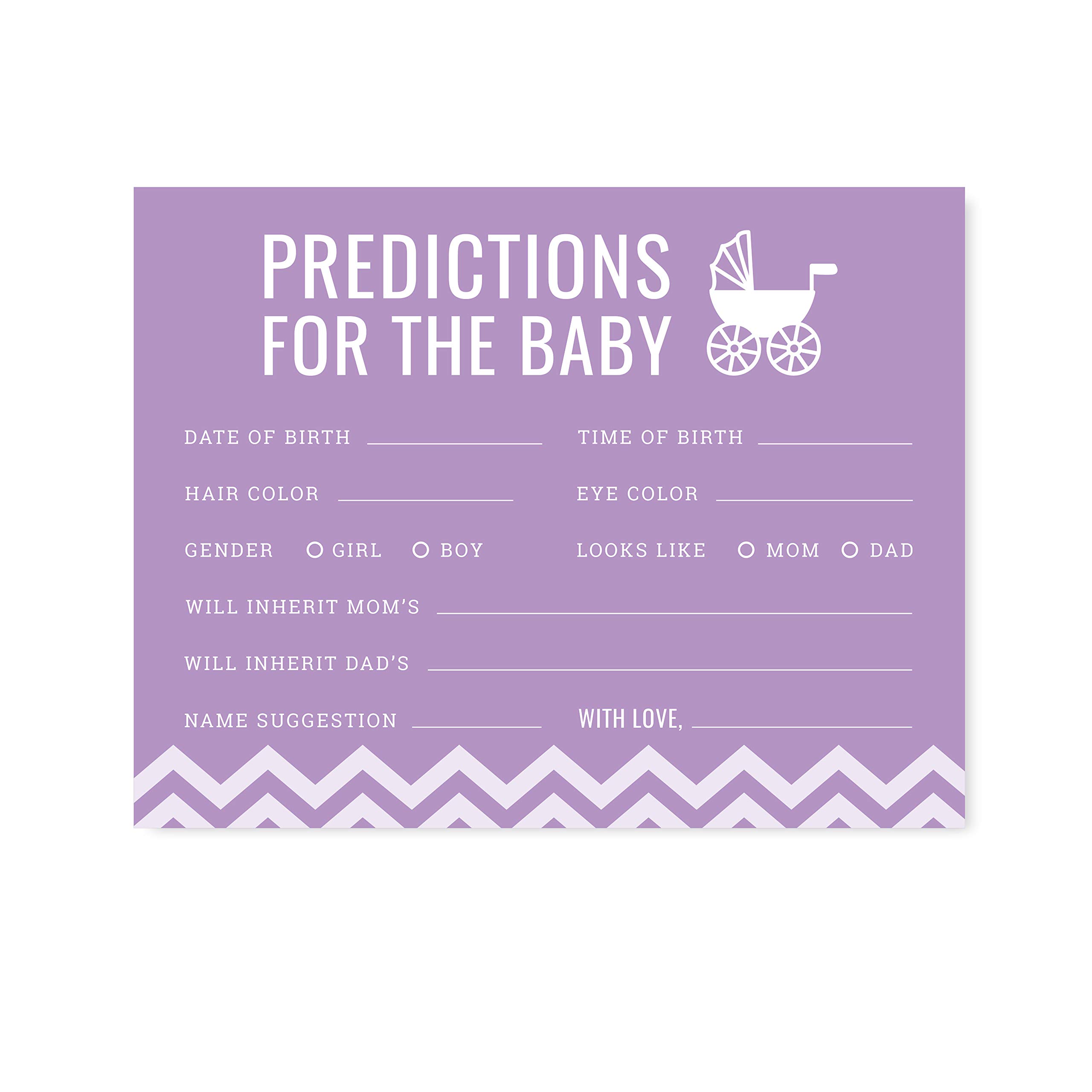 Andaz Press Lavender Chevron Baby Shower Decorations Set - 20-Pack with Games, Activities & Prediction Cards for Girls | Perfect for Baby Shower Parties, Gender Reveals & Nursery Decor