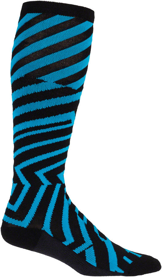 45NRTH Dazzle Midweight Wool Socks for Hiking & Winter - Blue, Medium - Warm & Breathable Knee-High Socks for Outdoor Activities, Skiing & Snowboarding