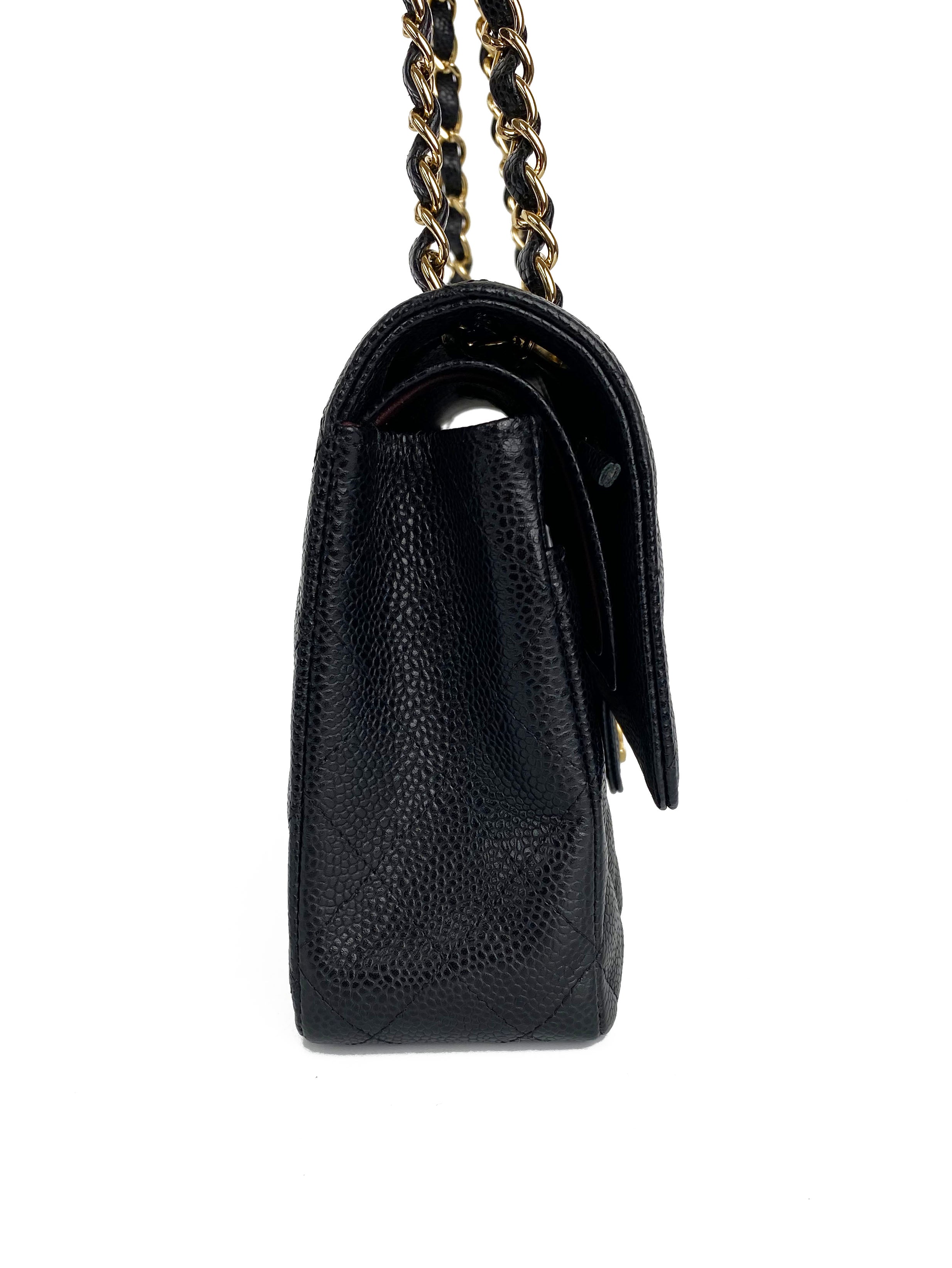 Chanel Medium Black Caviar Classic Flap Bag with Gold Hardware - Luxury Designer Handbag for Women, Perfect for Evening Events & Special Occasions