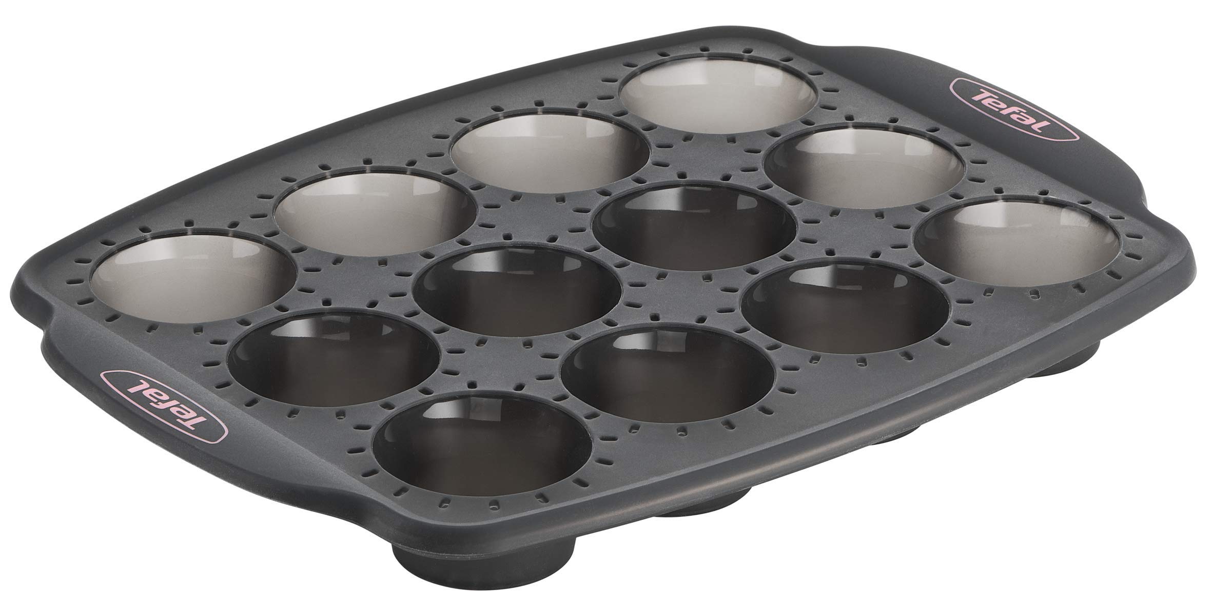 Tefal 12-Cup Mini Muffin Pan for Baking Crispy Muffins, Cupcakes & Madeleines - Non-Stick Black Cake Mold - Perfect for Home Baking, Parties & Holiday Treats