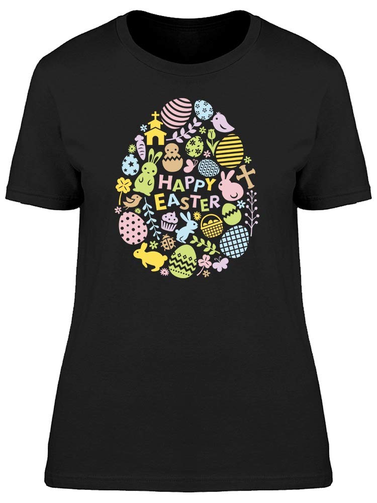 Pastel Easter Egg Graphic T-Shirt for Women - Cute Happy Easter Tee - Perfect for Easter Celebrations, Spring Outfits & Casual Wear