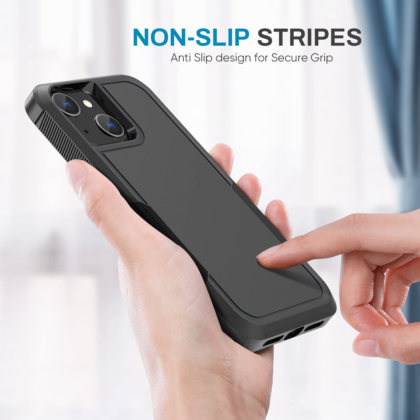 MAXCURY Rugged Protective Case for iPhone 14 & 13 - Anti-Scratch, Anti-Fingerprint, Shockproof Cover with Full-Body Protection (Black) - Perfect for Outdoor Adventures, Work & Daily Use