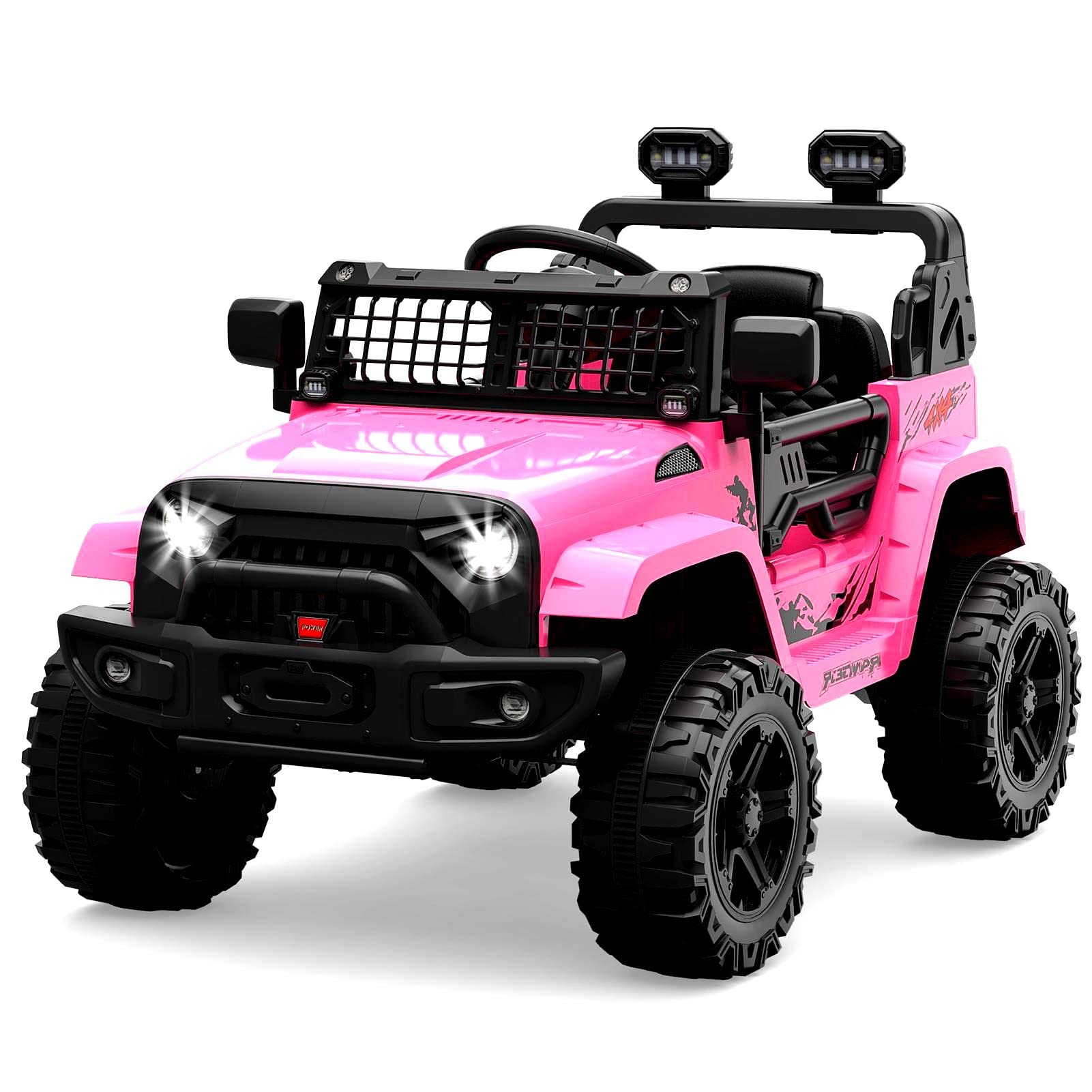 Jojoka Electric Ride On Truck for Kids Ages 3-8 - Remote Control Car with Spring Suspension, LED Lights & Bluetooth - 2 Speed Toddler Toy for Boys & Girls | Perfect for Birthday Gifts, Outdoor Play & Backyard Fun