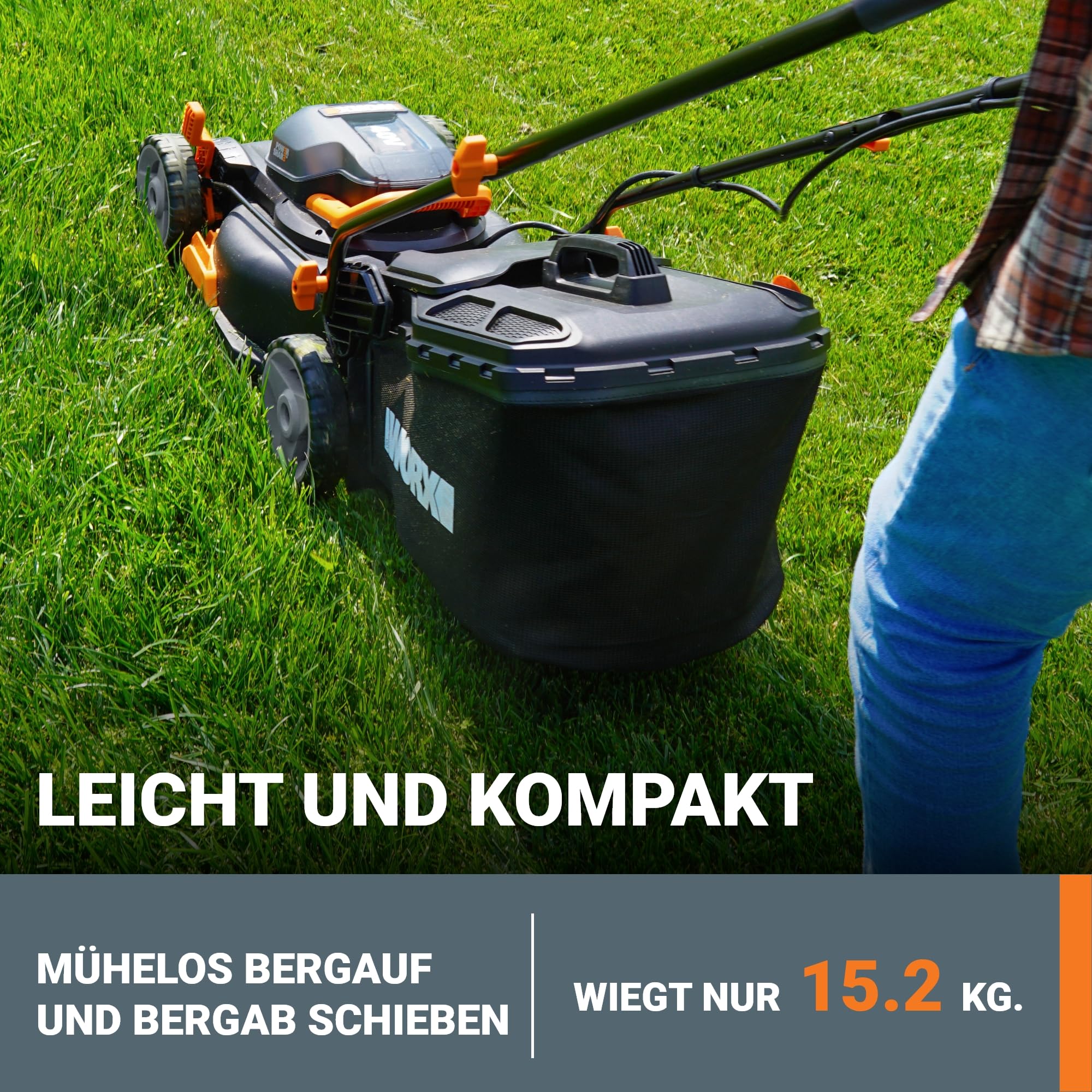 WORX WG743E 40V Cordless Lawn Mower with Mulching Function & PowerShare Battery – Professional Lawn Care for Gardens Up to 500m² – Perfect for Backyard, Front Yard & Medium-Sized Landscaping