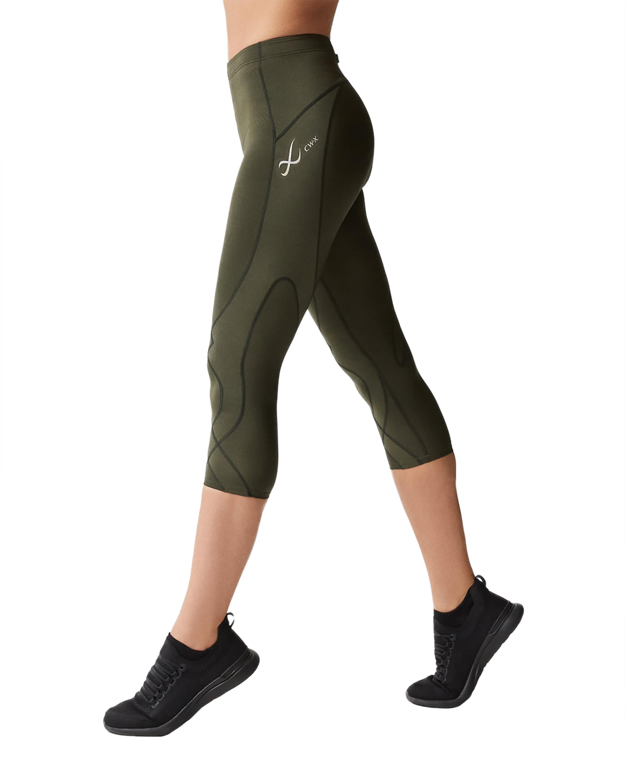 CW-X Women's Stabilyx Joint Support 3/4 Capri Compression Tight Pants for Running, Yoga & Workouts - Knee & Hip Support for Active Women