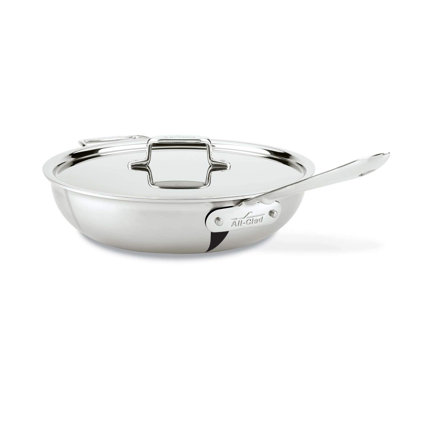 All-Clad BD55404 D5 Brushed 18/10 Stainless Steel 5-Ply Dishwasher Safe Weeknight Pan Cookware, 4-Quart, Silver - Perfect for Searing, Braising & One-Pot Meals | Ideal for Home Chefs & Busy Weeknight Cooking