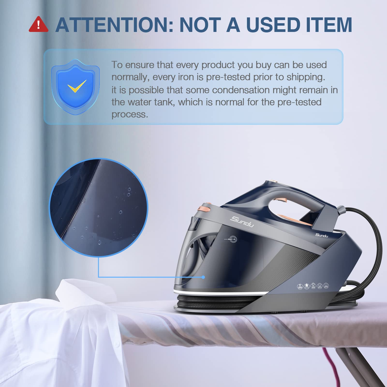 SUNDU Pro 1800W Steam Iron Station with Ceramic Soleplate - 1.5L Removable Water Tank, Auto Shut Off & Self Cleaning - Portable Iron Lock for Travel - Perfect for Home Clothes Ironing & Fabric Care
