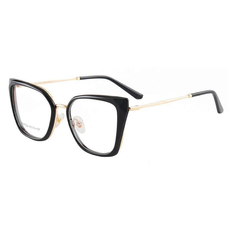 CCspace Women's Full Rim Square Cat Eye Acetate Alloy Eyeglasses 54730 - Stylish Retro Frames for Office, Reading & Fashion (Available in Multiple Colors)