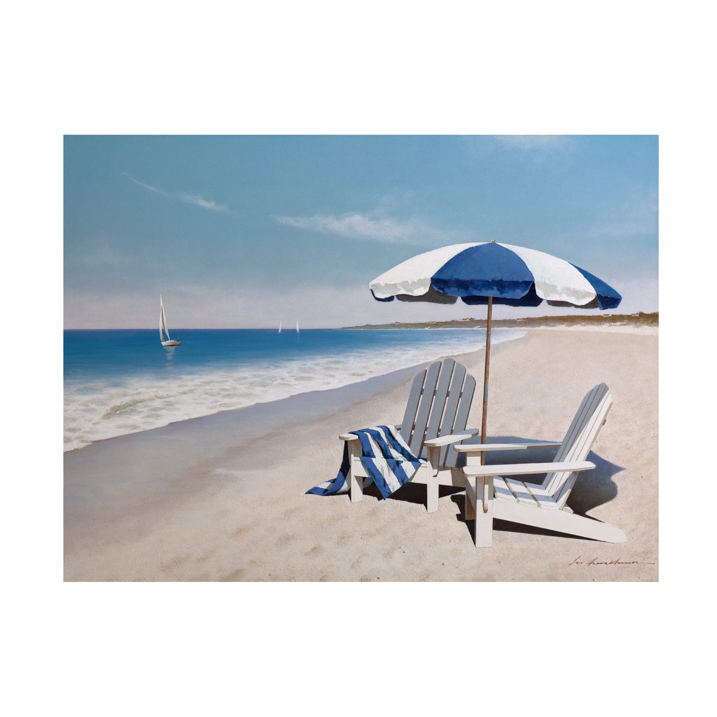 Trademark Fine Art 'Beach Bum' Canvas Wall Art by Zhen Huan Lu - Coastal Decor for Living Room, Bedroom & Beach House