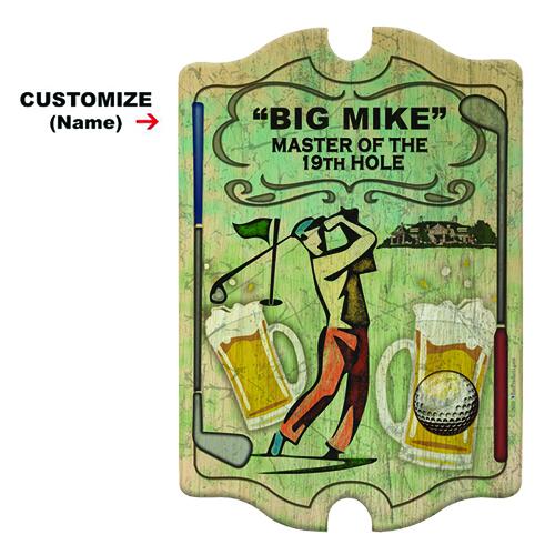 Customizable Wood Bar Sign - Tavern Shaped Golf Theme Decor for Man Cave, Home Bar & Game Room - Personalized Pub Sign for Golf Lovers & Sports Fans