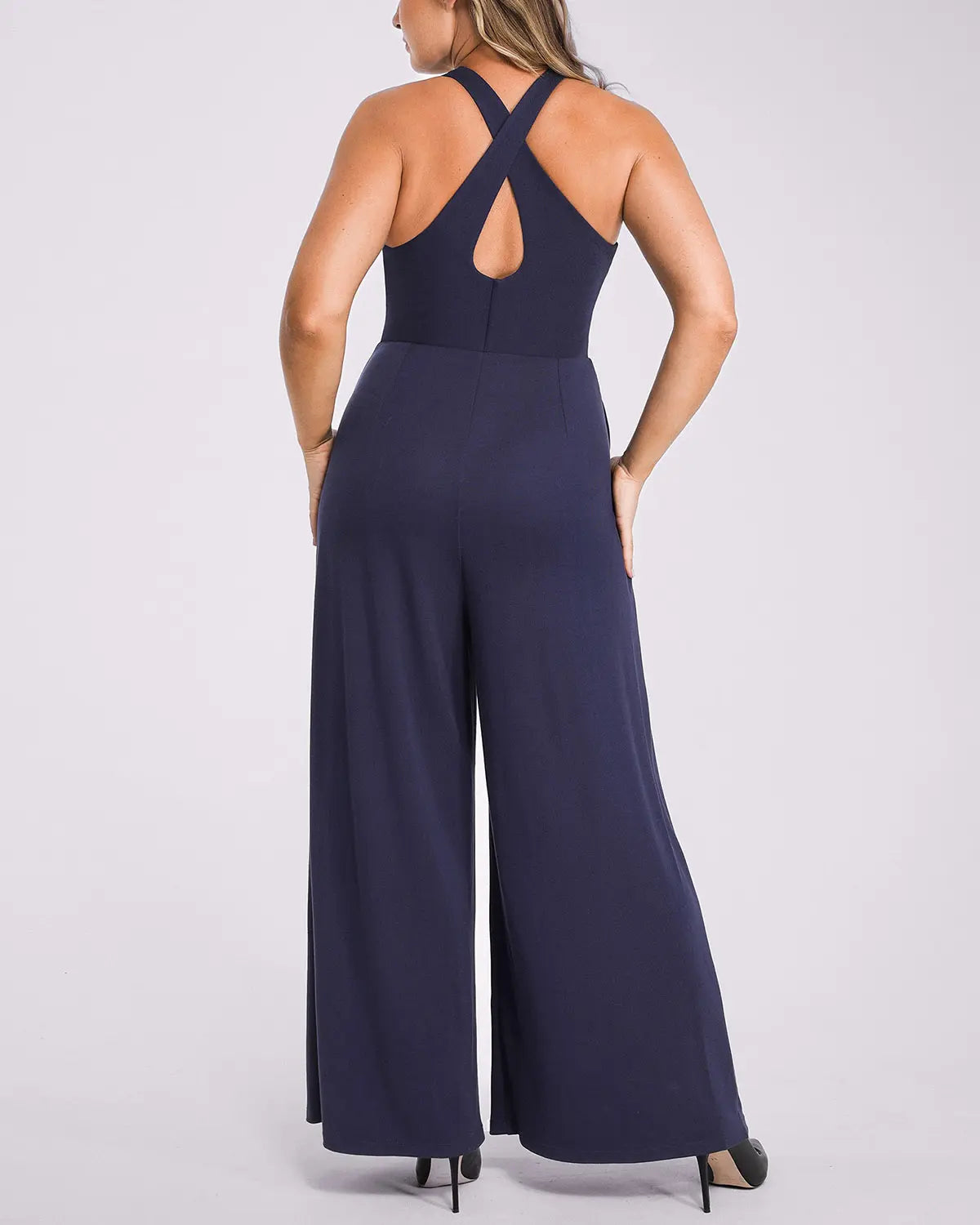 Deep V Neck Slimming Jumpsuit for Women - Tummy Control Bodysuit with Built-in Shapewear - Perfect for Parties, Date Nights & Special Occasions