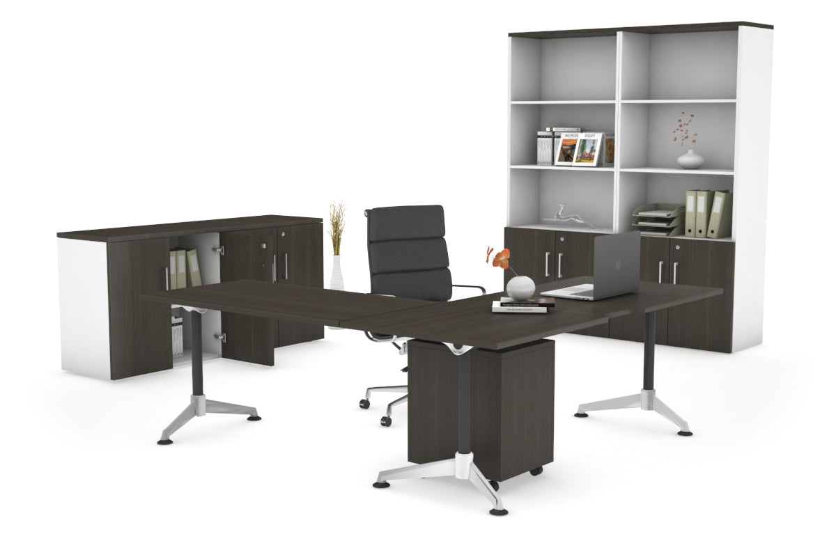 Premium L-Shaped Corner Executive Office Desk - 1600L x 1800W with Cable Management - Modern Blackjack Design for Home & Business Workspaces