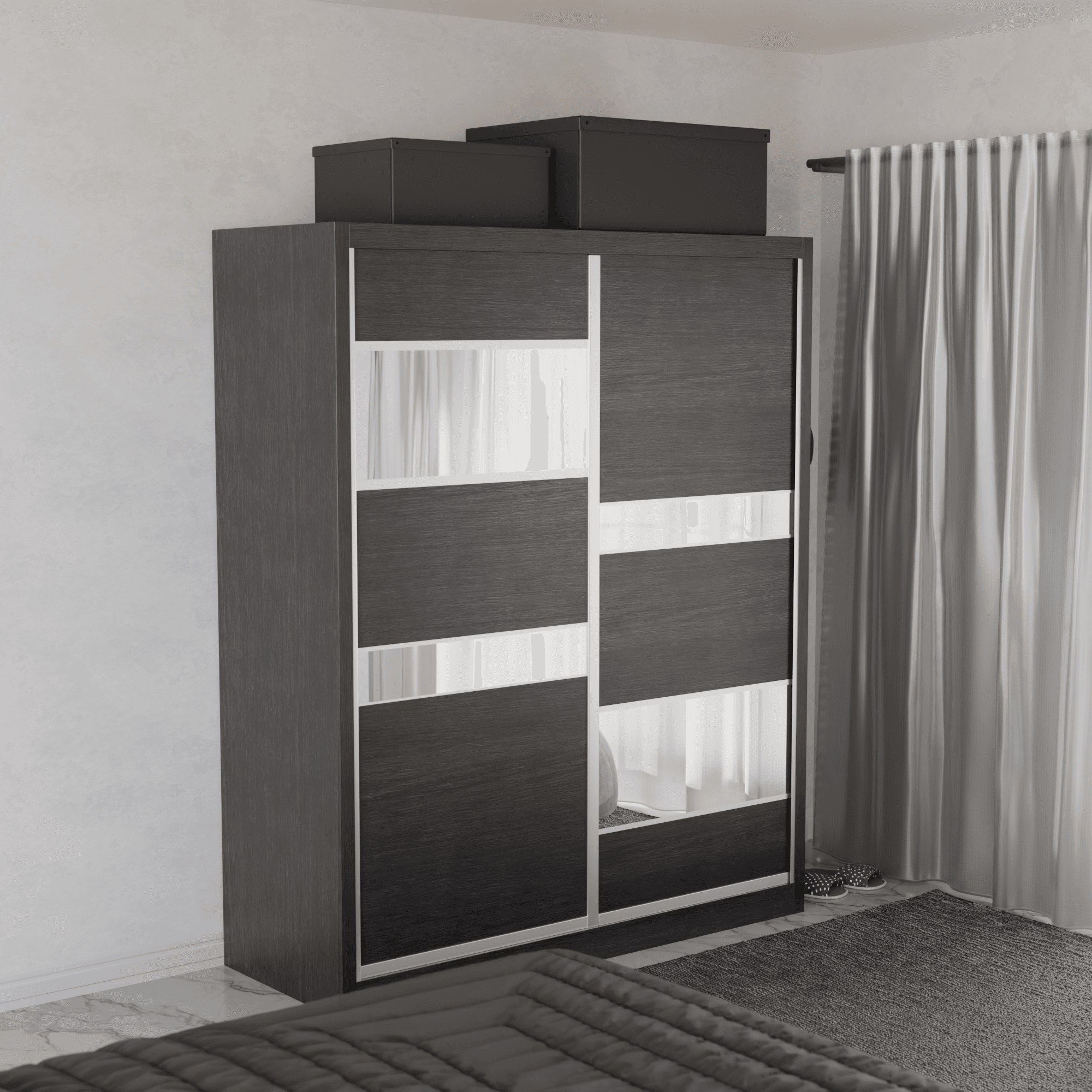 Micasa Modular Wardrobe W05 - Customizable Closet Organizer System with Sliding Doors & Shelves for Bedroom, Walk-in Closet, and Dorm Room Storage Solutions