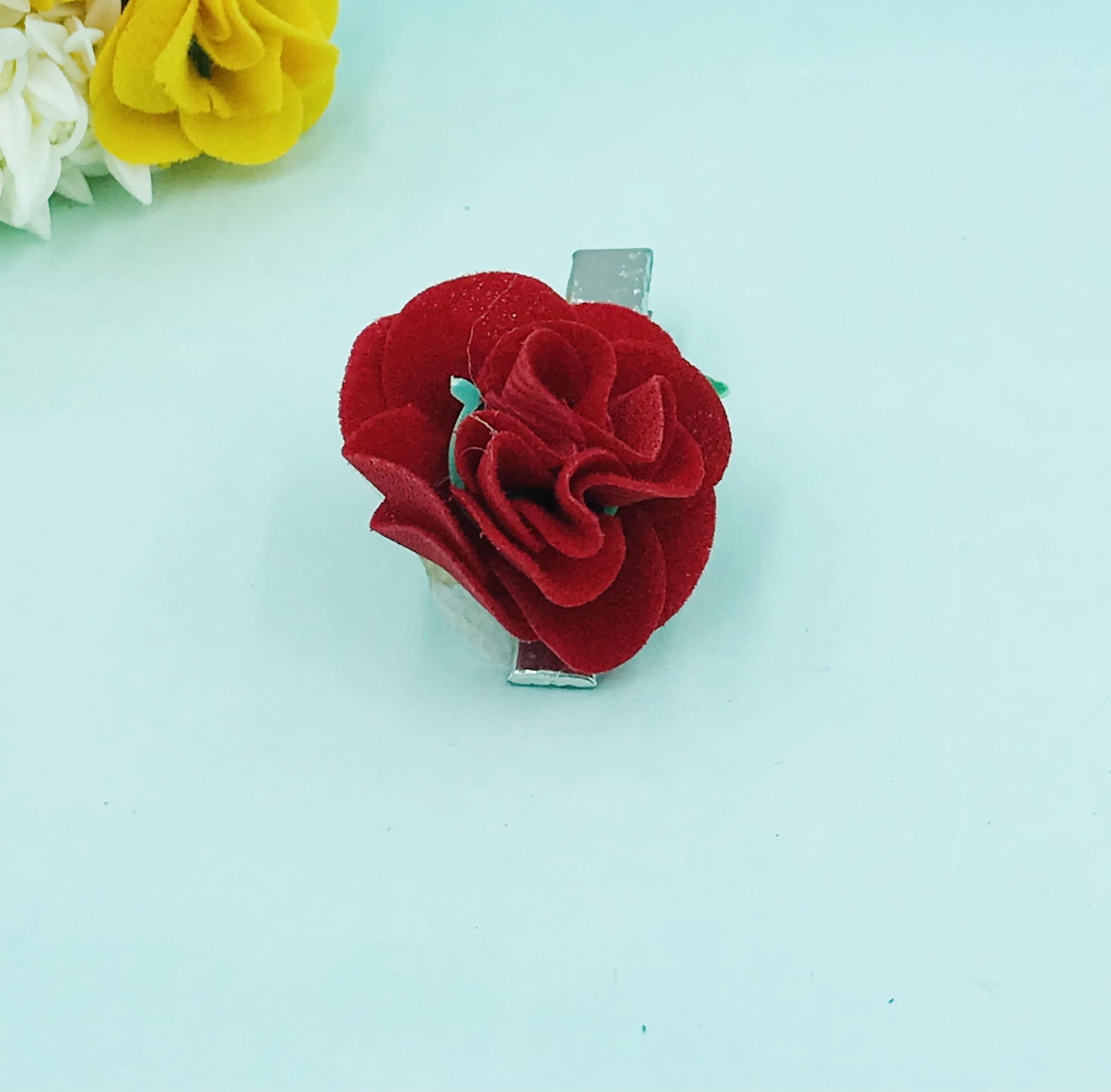 AROOMAN 3-Piece Red Hair Accessories Set for Women - Floral Hair Gajra, Hair Flower Pin & Comb | Bridal, Party, Wedding Hairstyle Decorations