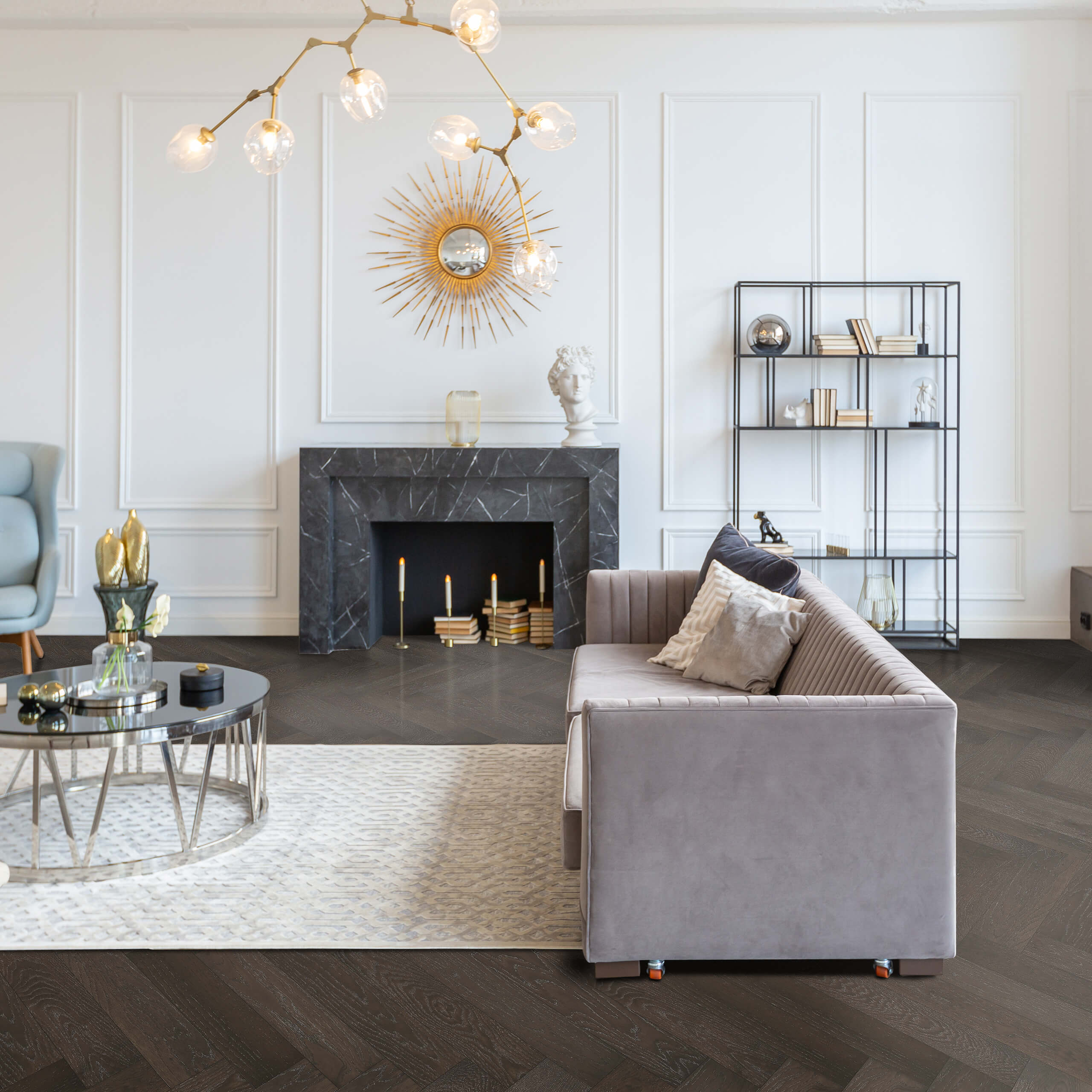 Castel Nuovo Herringbone Luxury Vinyl Plank Flooring - 600x120x14/3mm Rome Grey - Waterproof & Scratch-Resistant - Perfect for Living Rooms, Bedrooms & Home Offices