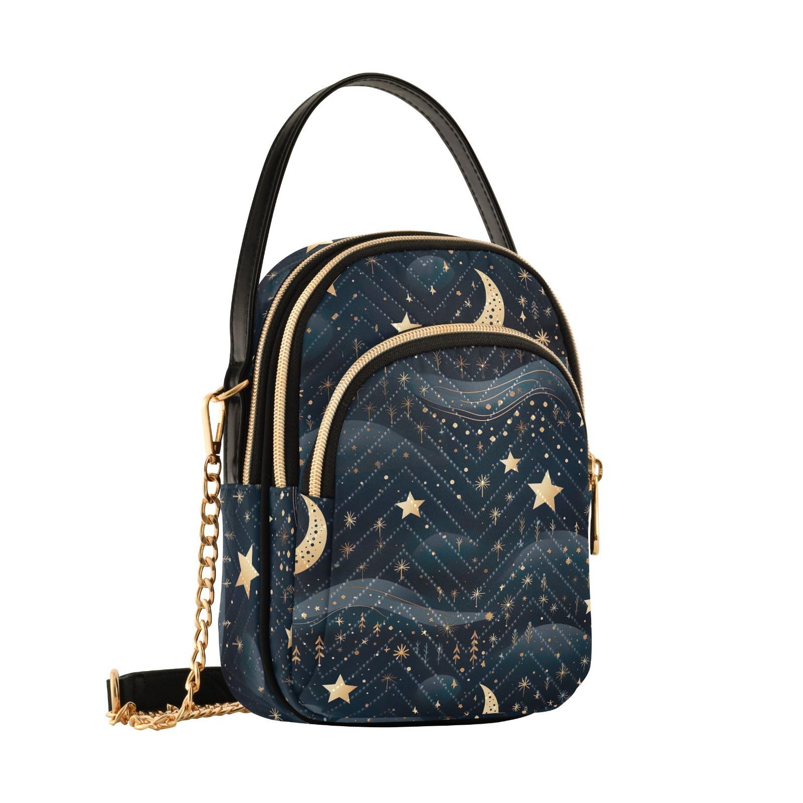 Women's Stars & Moon Crossbody Bag - Detachable Strap Purse for Travel & Daily Use