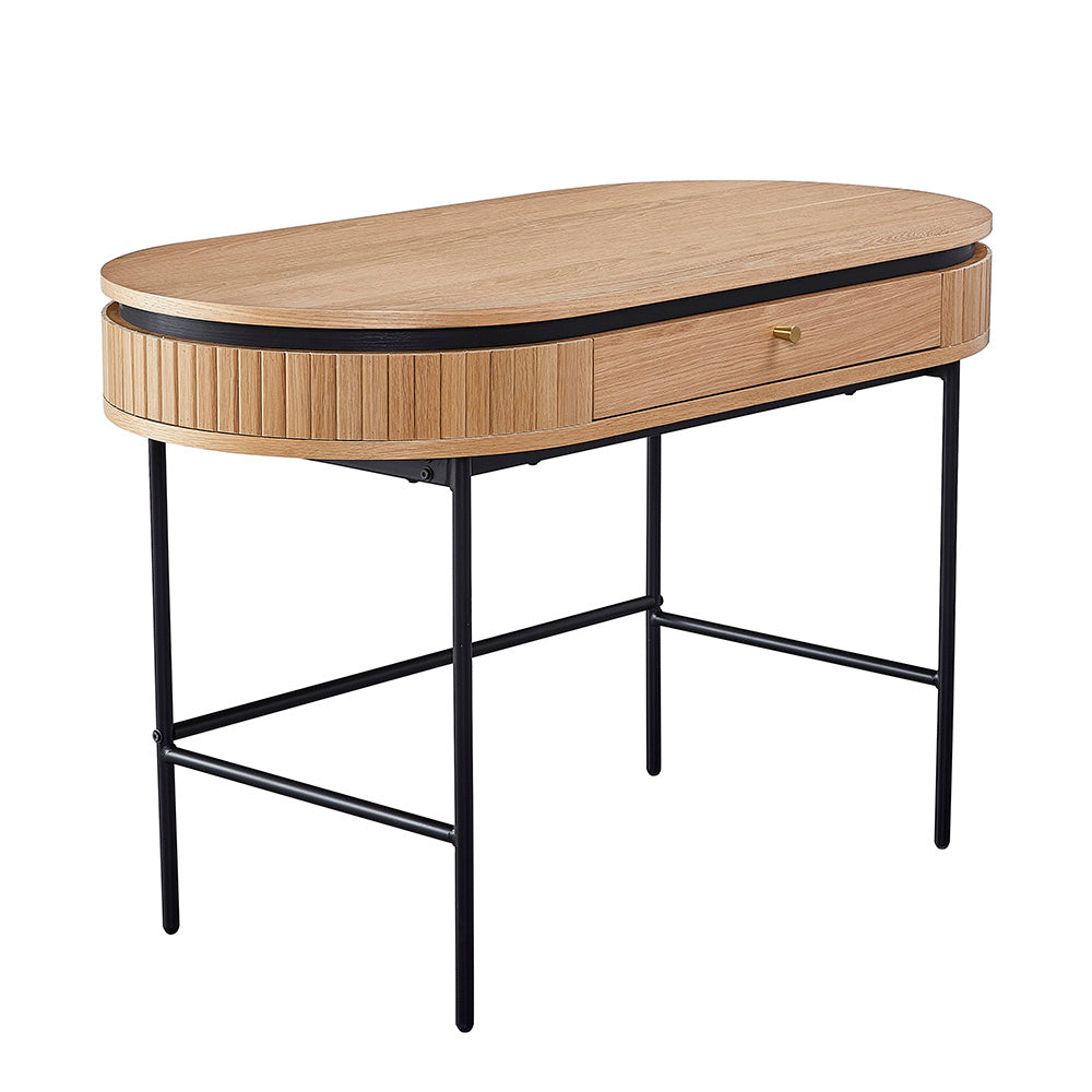 KAIDAN 47 Inch Study Desk - Solid Oak Wood & Black Metal Frame - Perfect for Home Office, Dorm Room, or Small Space Workstation