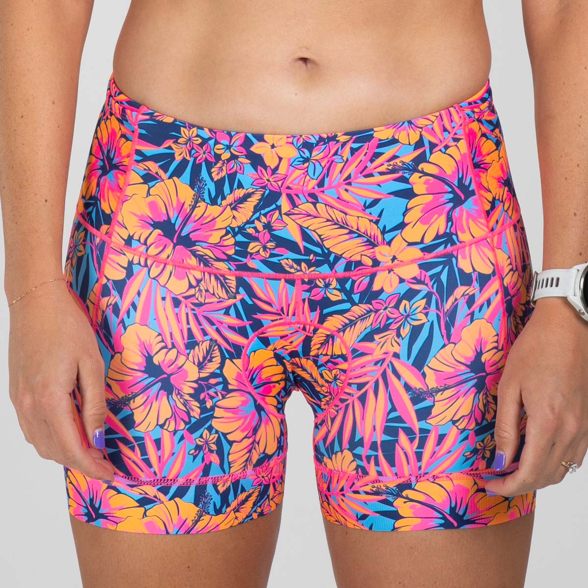Women's Limited Edition Tri 4 Shorts - Club Aloha Print - Comfortable Athletic Shorts for Running, Yoga & Beachwear