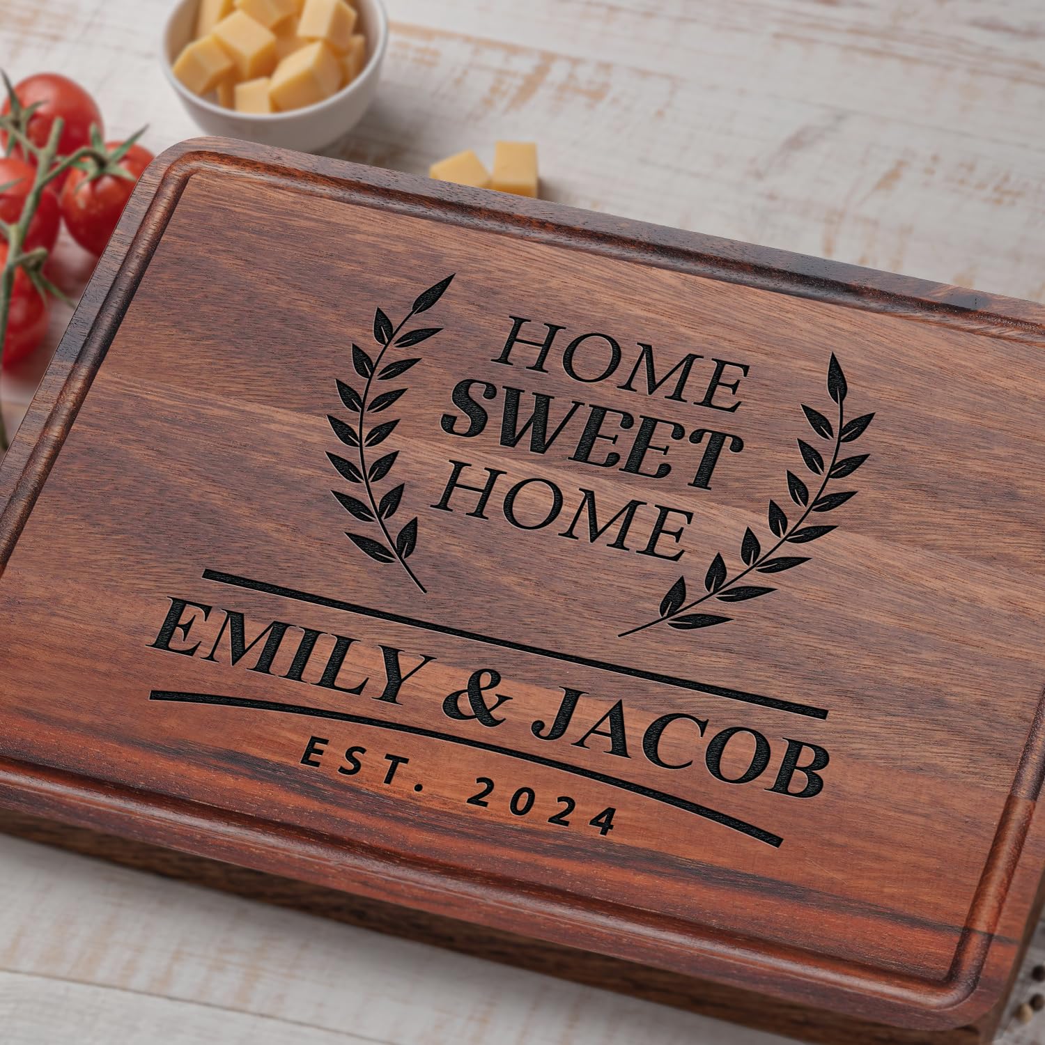 **Personalized Bamboo Cutting Board - Custom Housewarming Gift for New Homeowners, Couples & First-Time Buyers - Christmas Real Estate Gift Idea - Perfect for Kitchen Decor & Housewarming Parties**