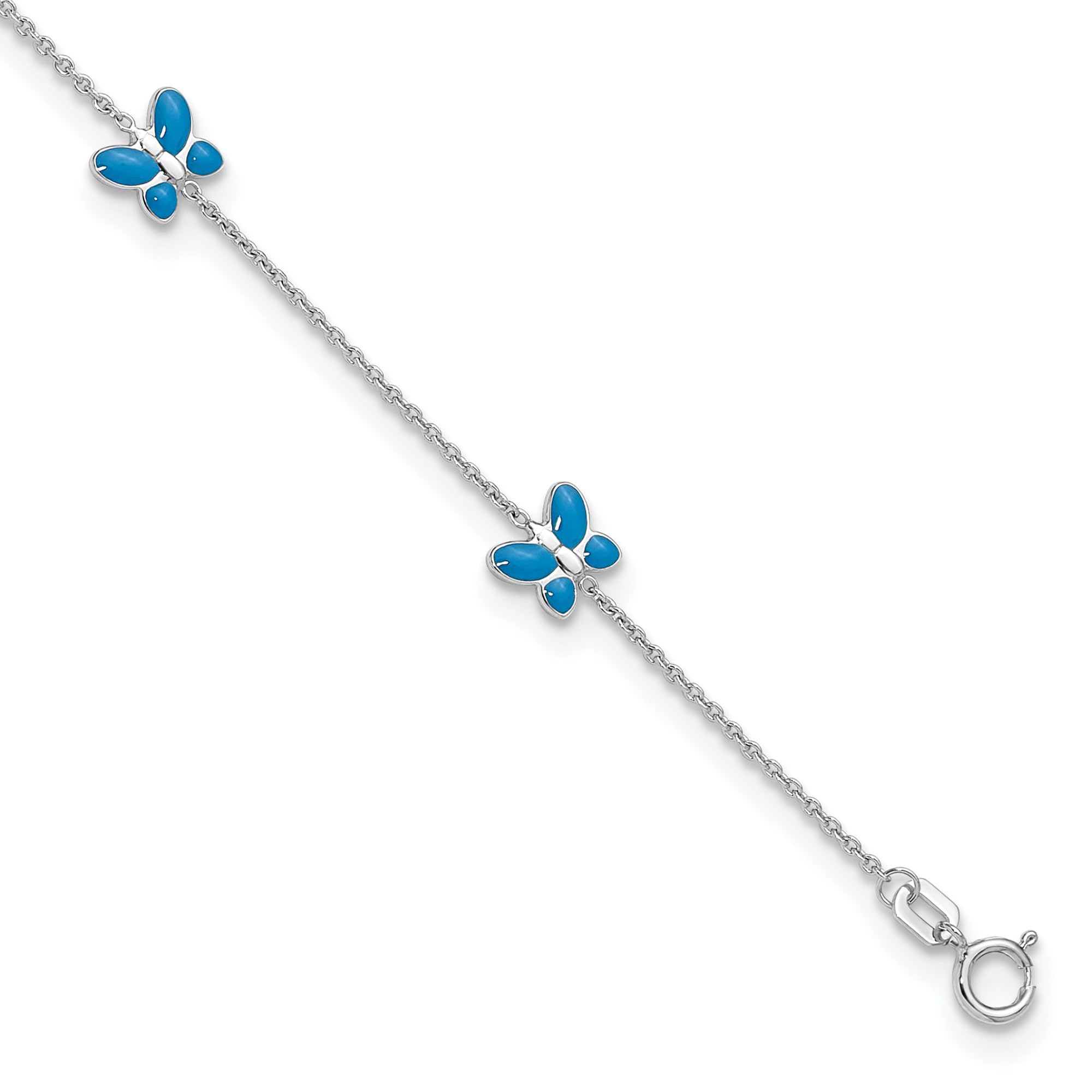 14K Solid White Gold Blue Butterfly Wings Anklet - Adjustable Ankle Bracelet for Women | Elegant Summer Jewelry, Boho Fashion Accessory | Perfect for Beach Vacations, Music Festivals & Romantic Getaways | Great Gift for Her