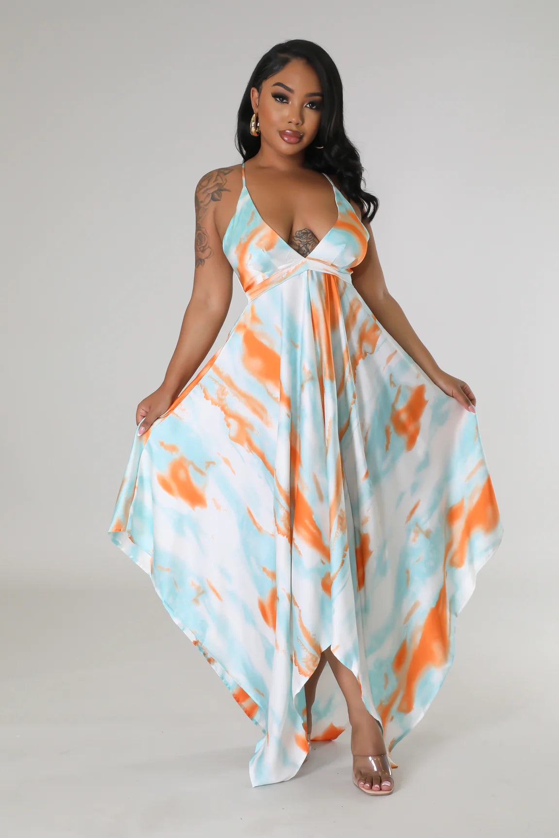 Aruba Vacation Dress - Flowy Summer Beach Dress for Women, Tropical Floral Print, Lightweight & Comfortable - Perfect for Beach Getaways, Pool Parties & Tropical Vacations