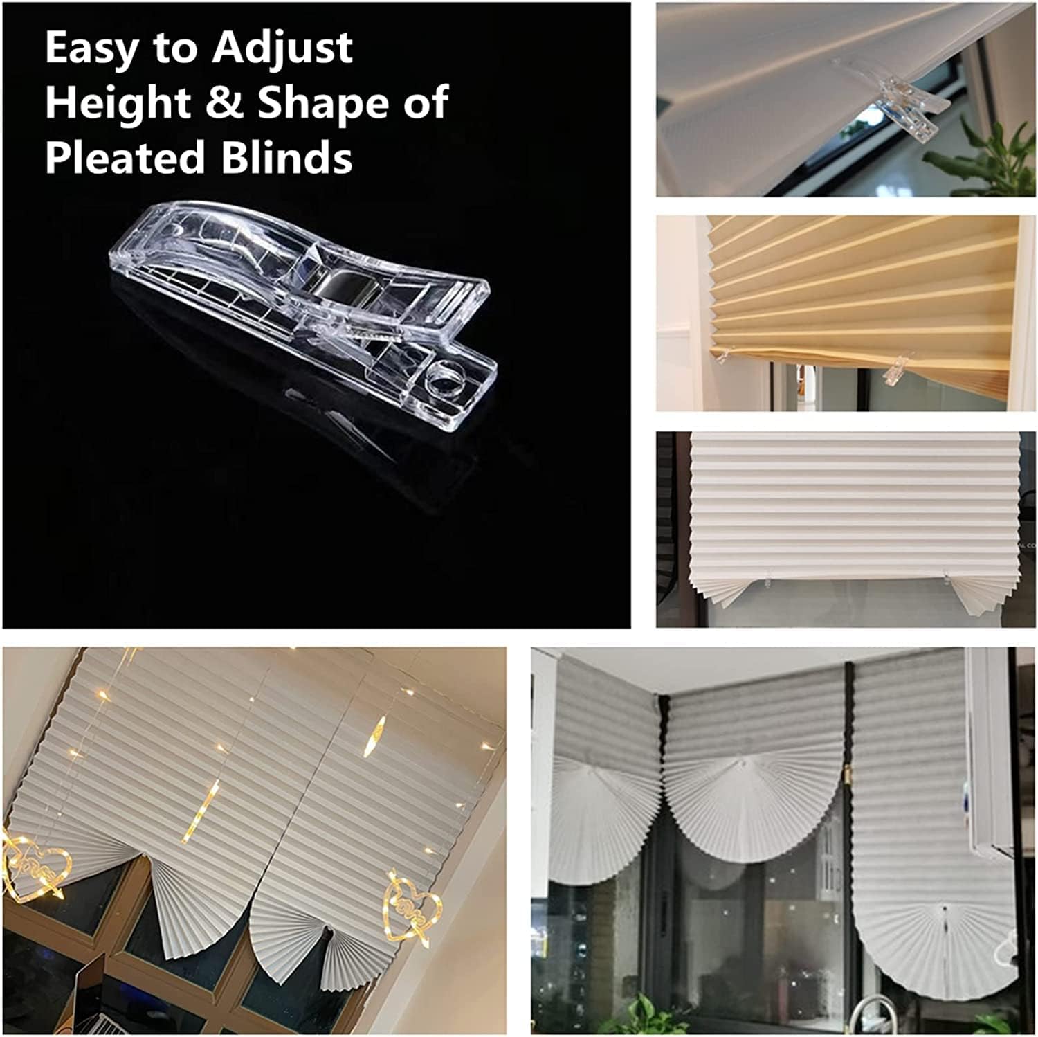 12 Pack Plastic Pleated Window Shade Clips - Temporary Holders for Paper & Blackout Blinds - Perfect for Home, Office, and Dorm Room Window Treatments