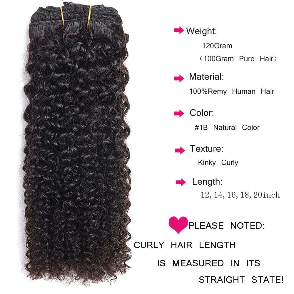 4B 4C 3C 4A Curly Clip In Hair Extensions for Black Women - 18 Inch 7PCS 120g Human Hair Weave - Natural Black Color with Full Thick Ends | Perfect for Daily Styling, Special Occasions & Protective Hairstyles