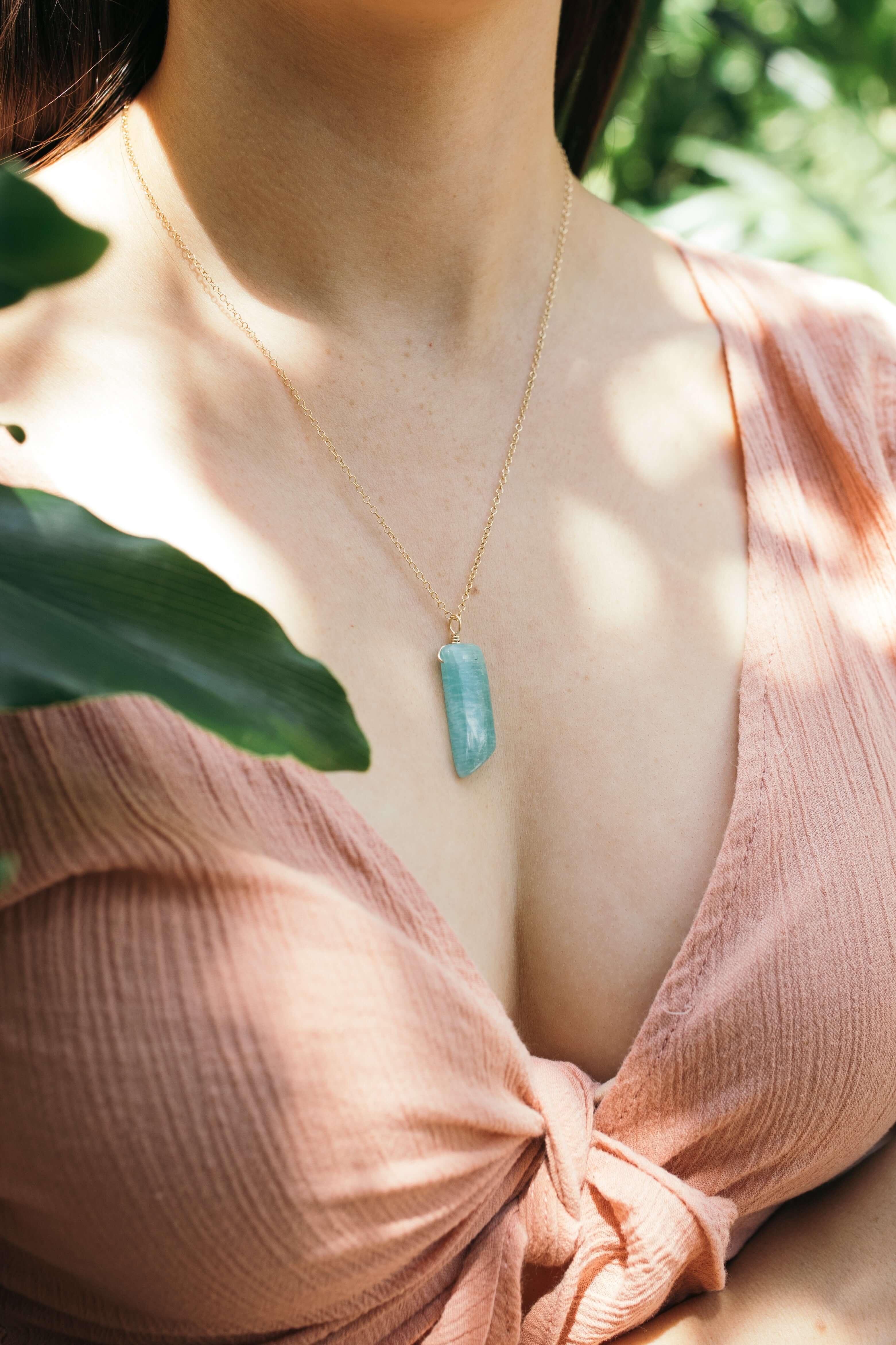 Natural Amazonite Crystal Necklace - Smooth Green Gemstone Pendant for Healing & Protection | Spiritual Jewelry for Meditation, Yoga & Energy Work