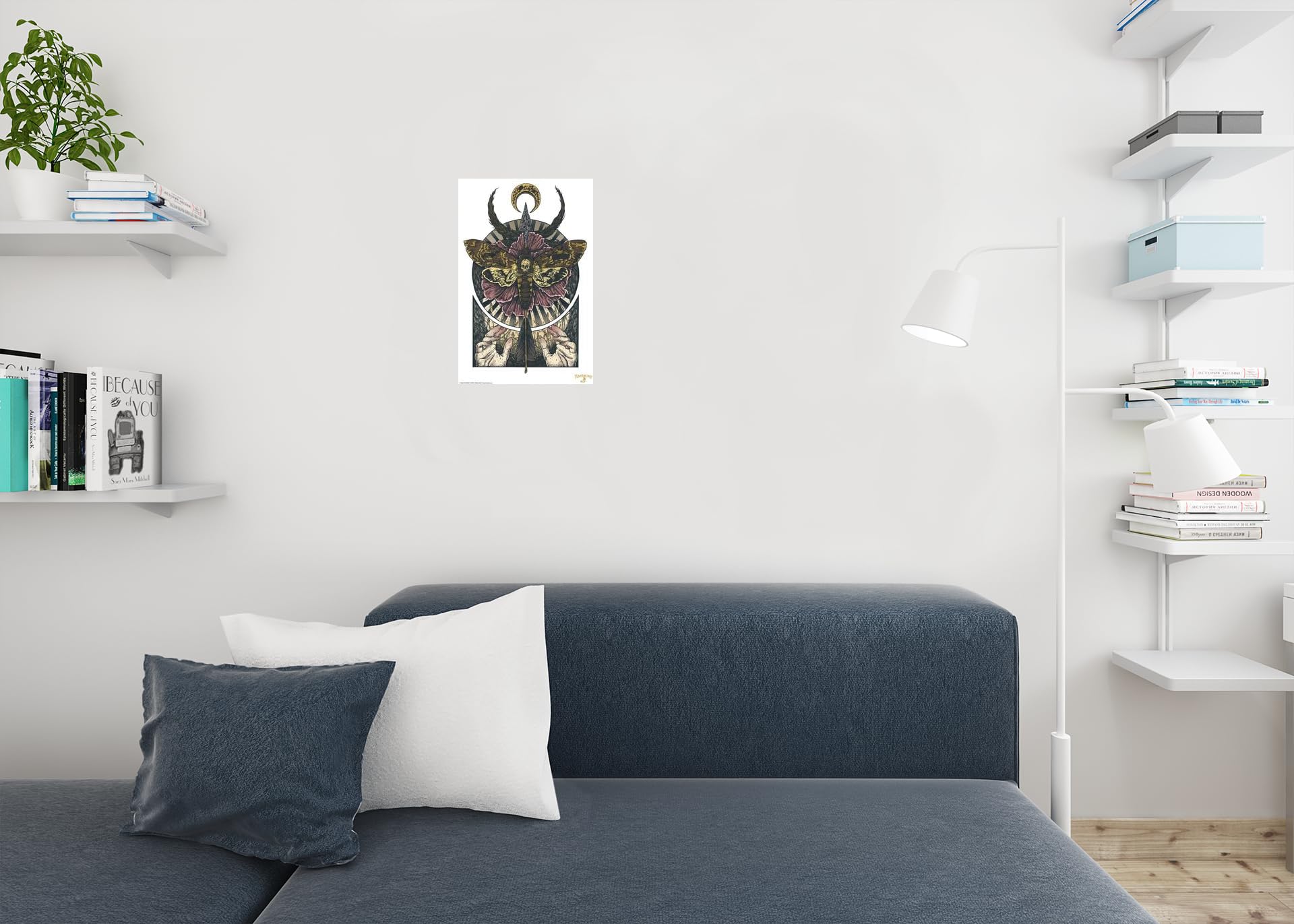 Alchemy Flight of Achlys Death Head Moth Gothic Wall Art - 12x18 Inch Spooky Witch Decor, Occult Room Decorations, Wiccan Poster for Witchcraft Altar, Gothic Bedroom & Horror Themed Spaces