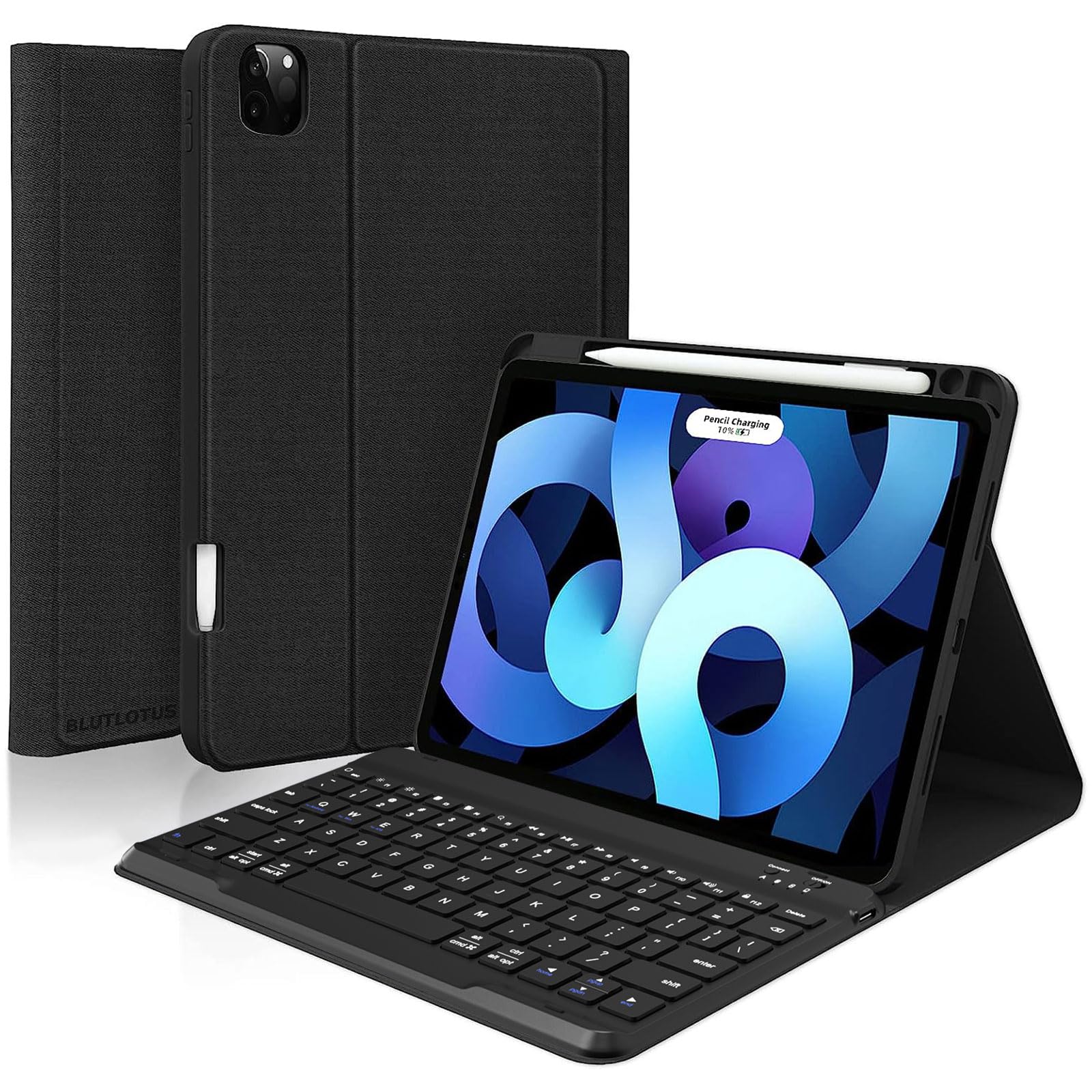 BLUTLOTUS Detachable Keyboard Case for iPad Air 11-inch M2 2024/10.9-inch Air 5th/4th Gen & iPad Pro 11-inch - Slim Bluetooth Keyboard Cover with Apple Pencil Holder | Perfect for Work, Study & Travel (Black)