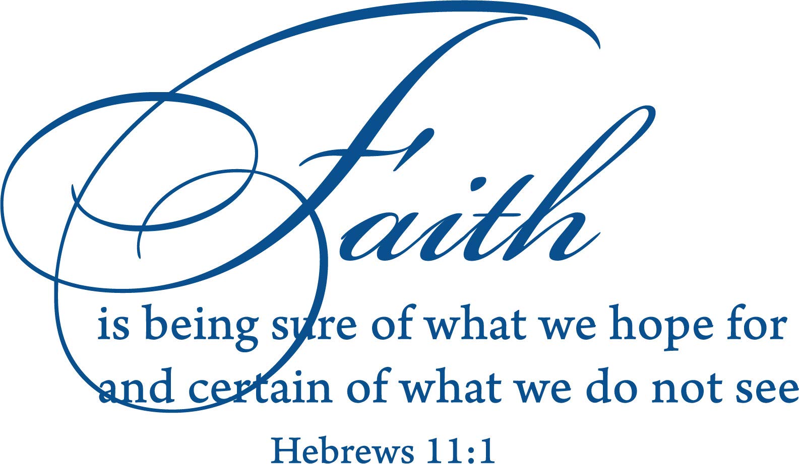 Decaltor Blue 29x17 Inches Hebrews 11:1 Bible Verse Vinyl Wall Art - Inspirational Scripture Quote Home Decor for Living Room, Bedroom & Office