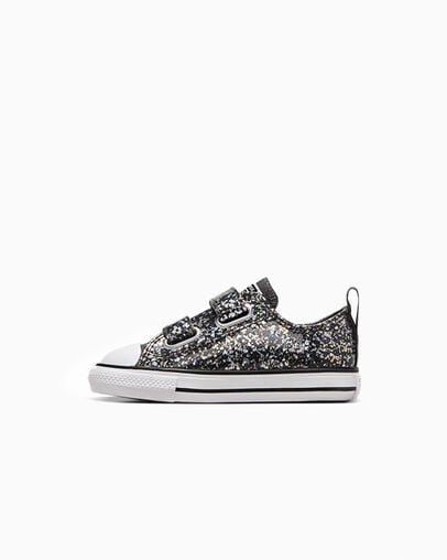 Converse Kids Chuck Taylor All Star Glitter Easy-On Black Sneakers - Comfortable & Stylish for School, Play & Everyday Wear