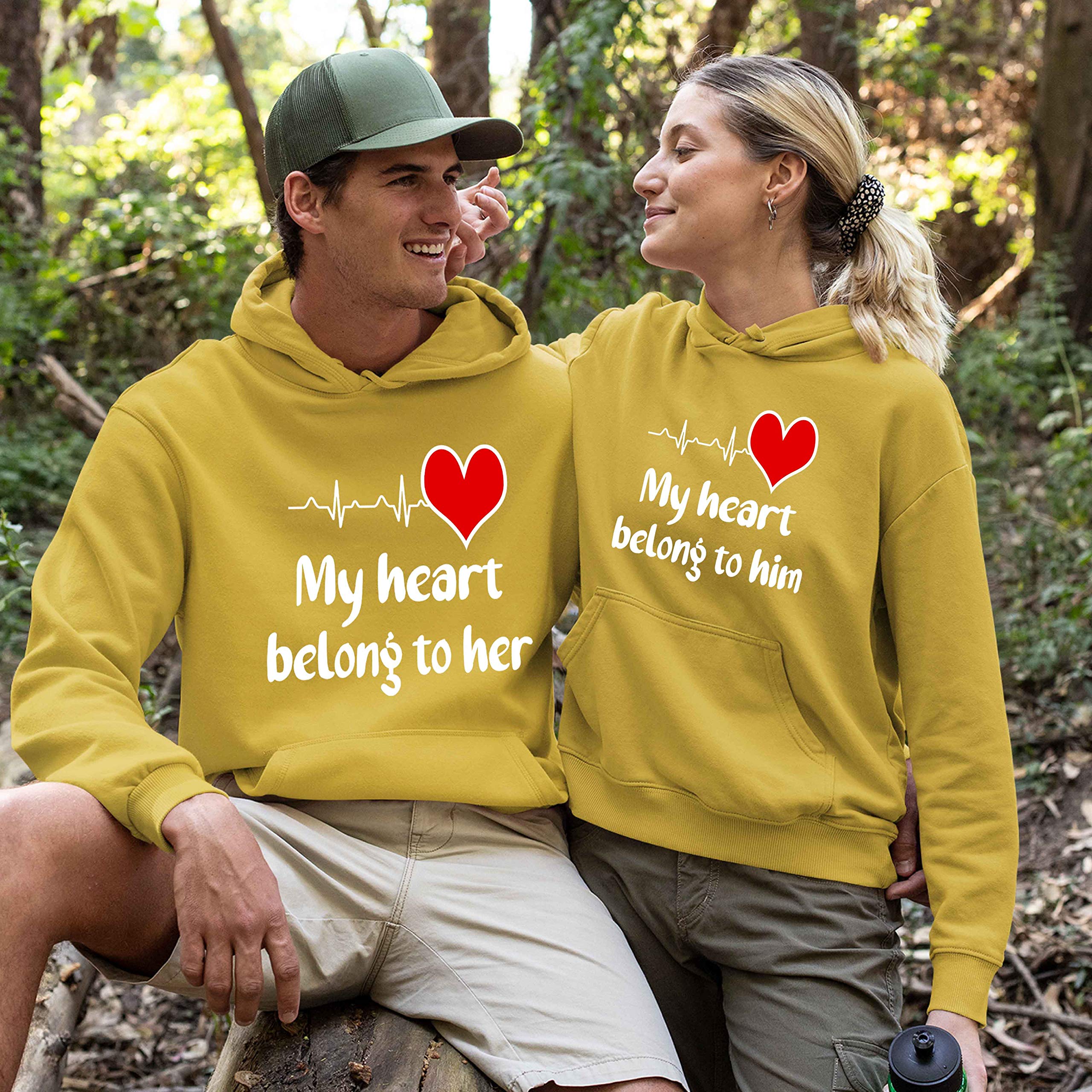 Best Family Gifts: My Heart Belongs To Him & Her - Unisex Couples Hoodies for Cozy Nights & Romantic Dates